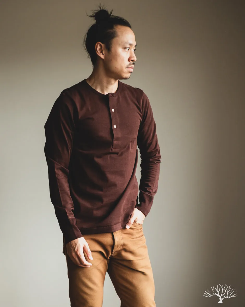 206 Long Sleeve Henley - Coffee