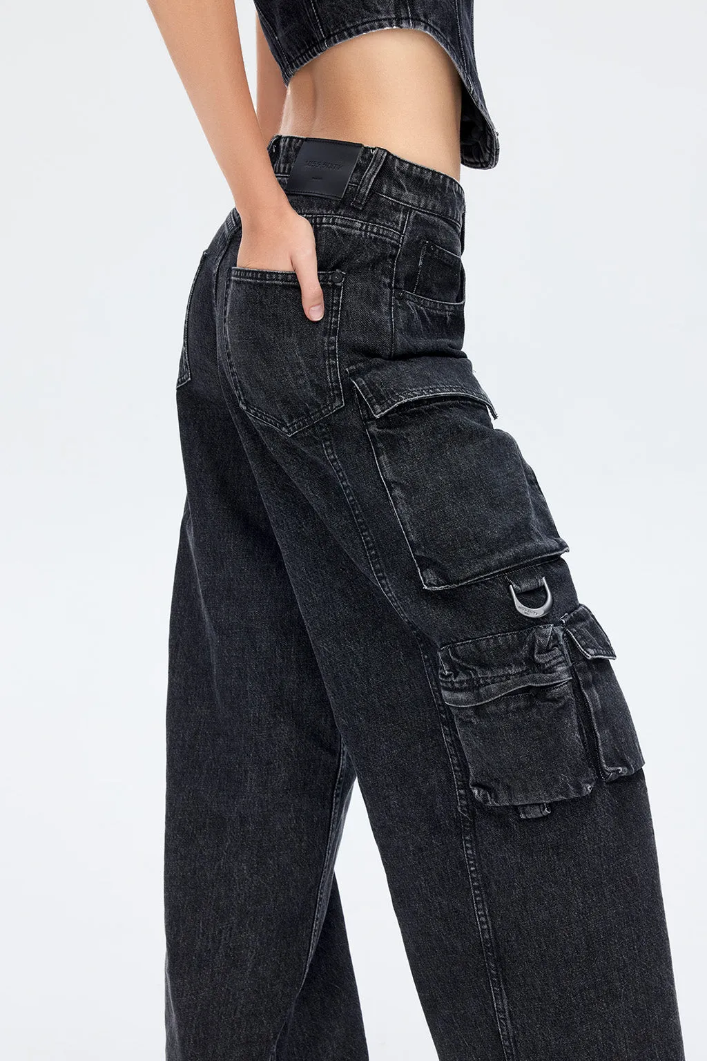 American Style Vintage Cargo Pockets Jeans