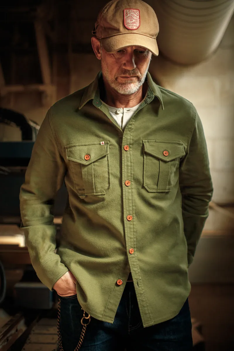 &SONS Lichen Moleskin Shirt Army Green