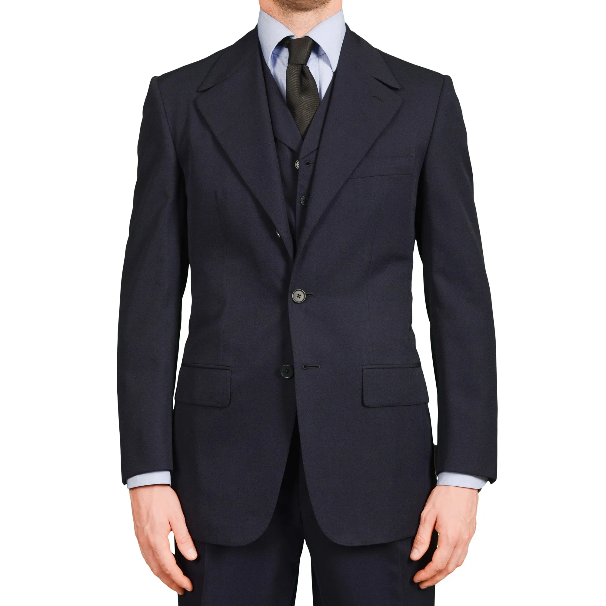 AVI ROSSINI Handmade Navy Blue Wool 3 Piece Suit EU 48 NEW US 38 Luxury