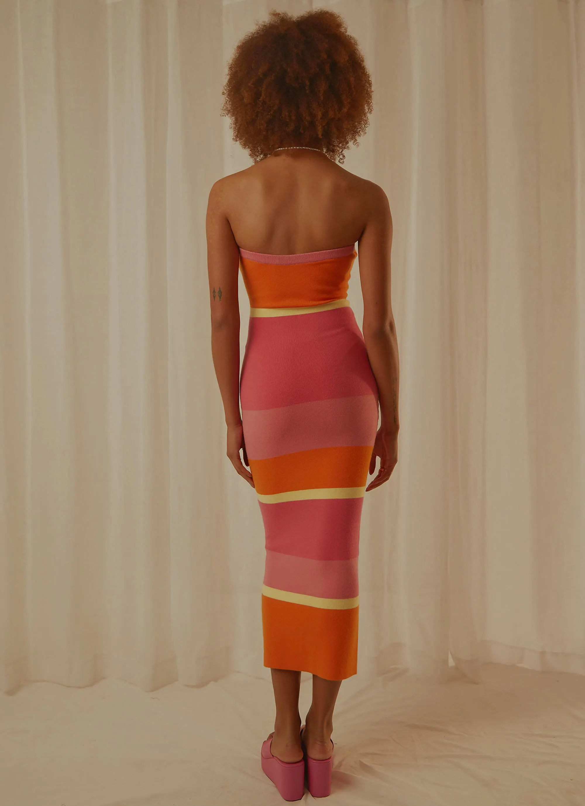 Back On Top Knit Midi Dress - Sherbet Stripe