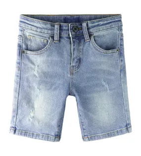 Big Child Denim Shorts,Strtchy Denim Elastic WaistBand Inside Ripped Summer Short Pants