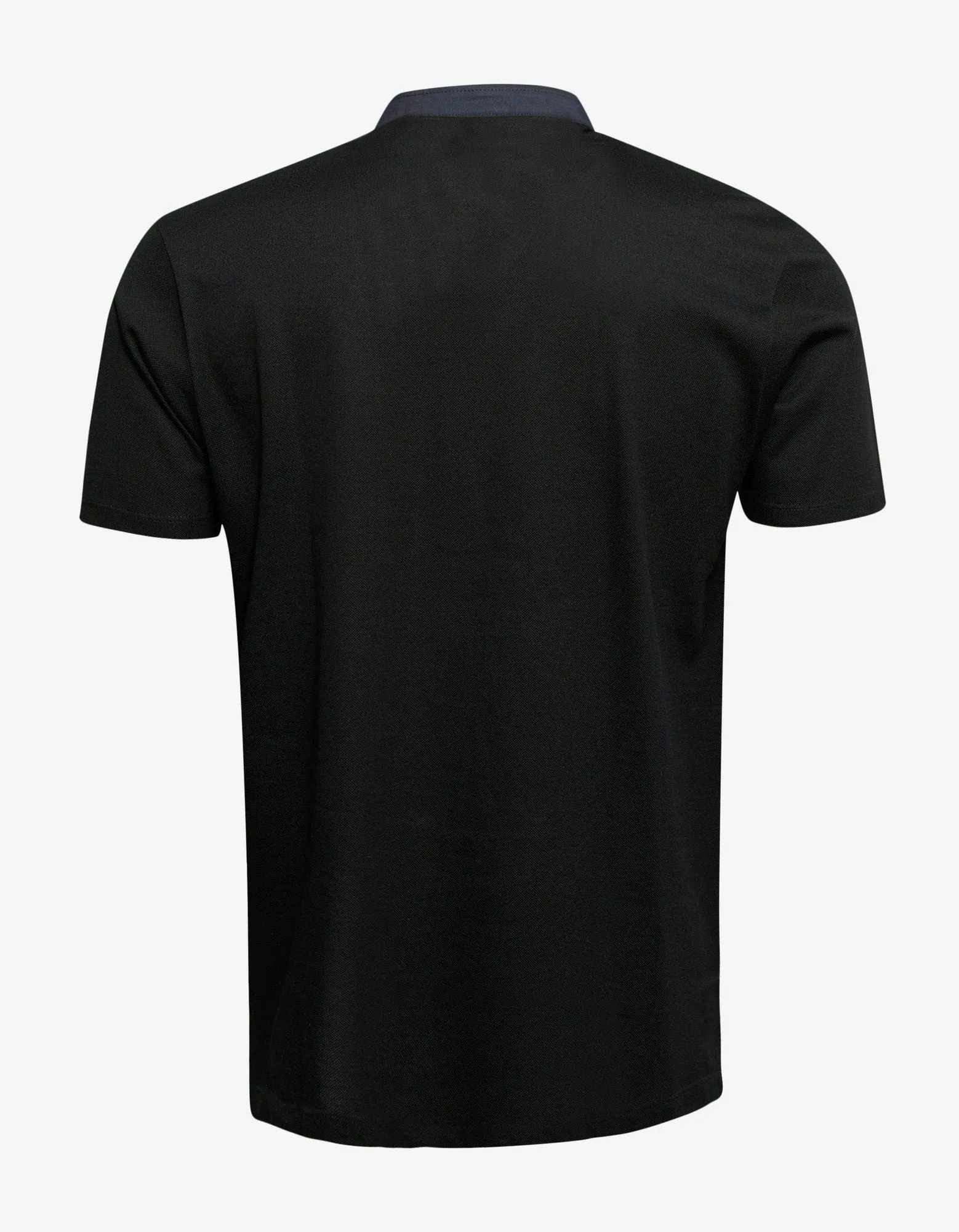 Black Henley Shirt with Raw Edge Collar