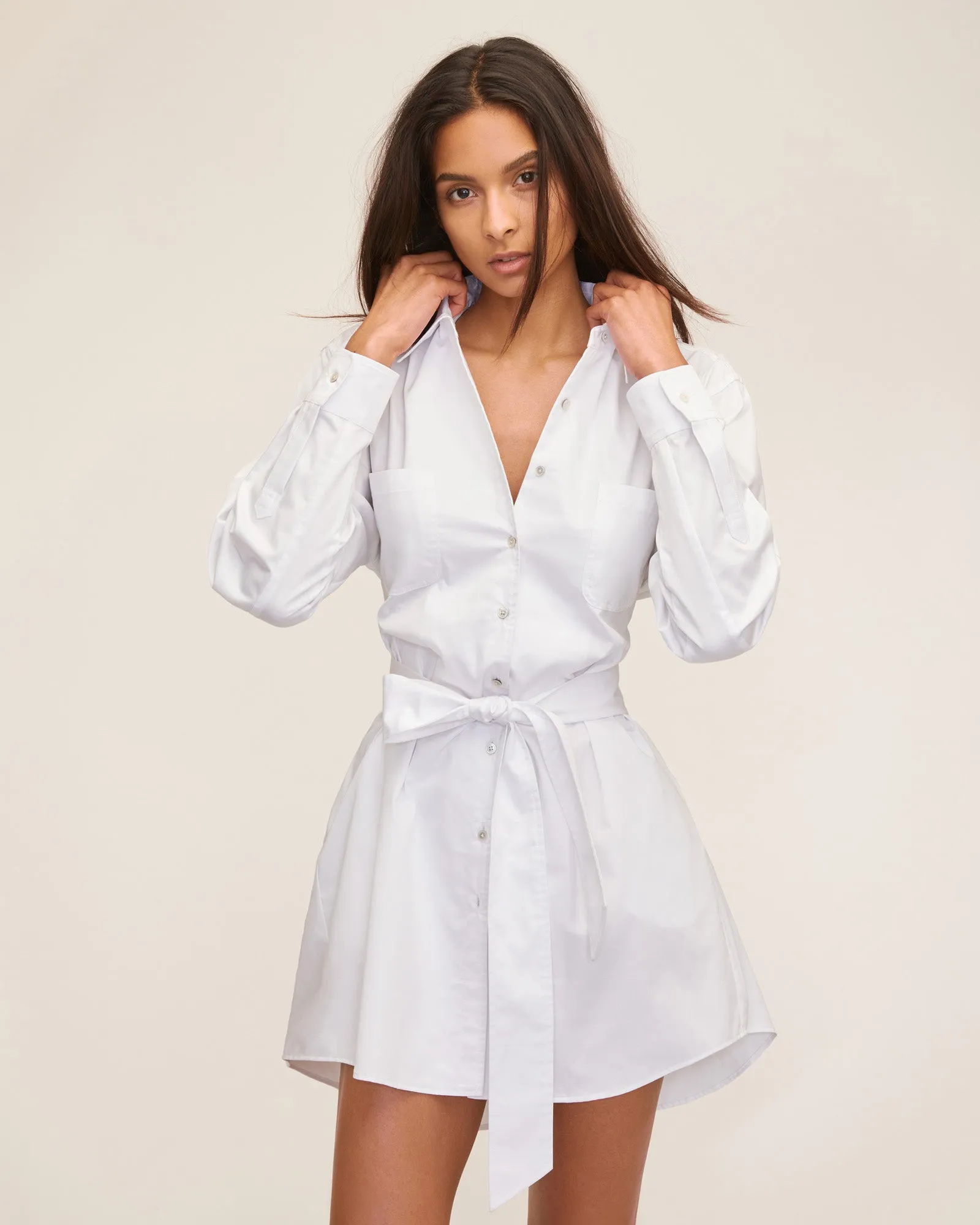 Brett Cotton U-Back Mini Dress in White