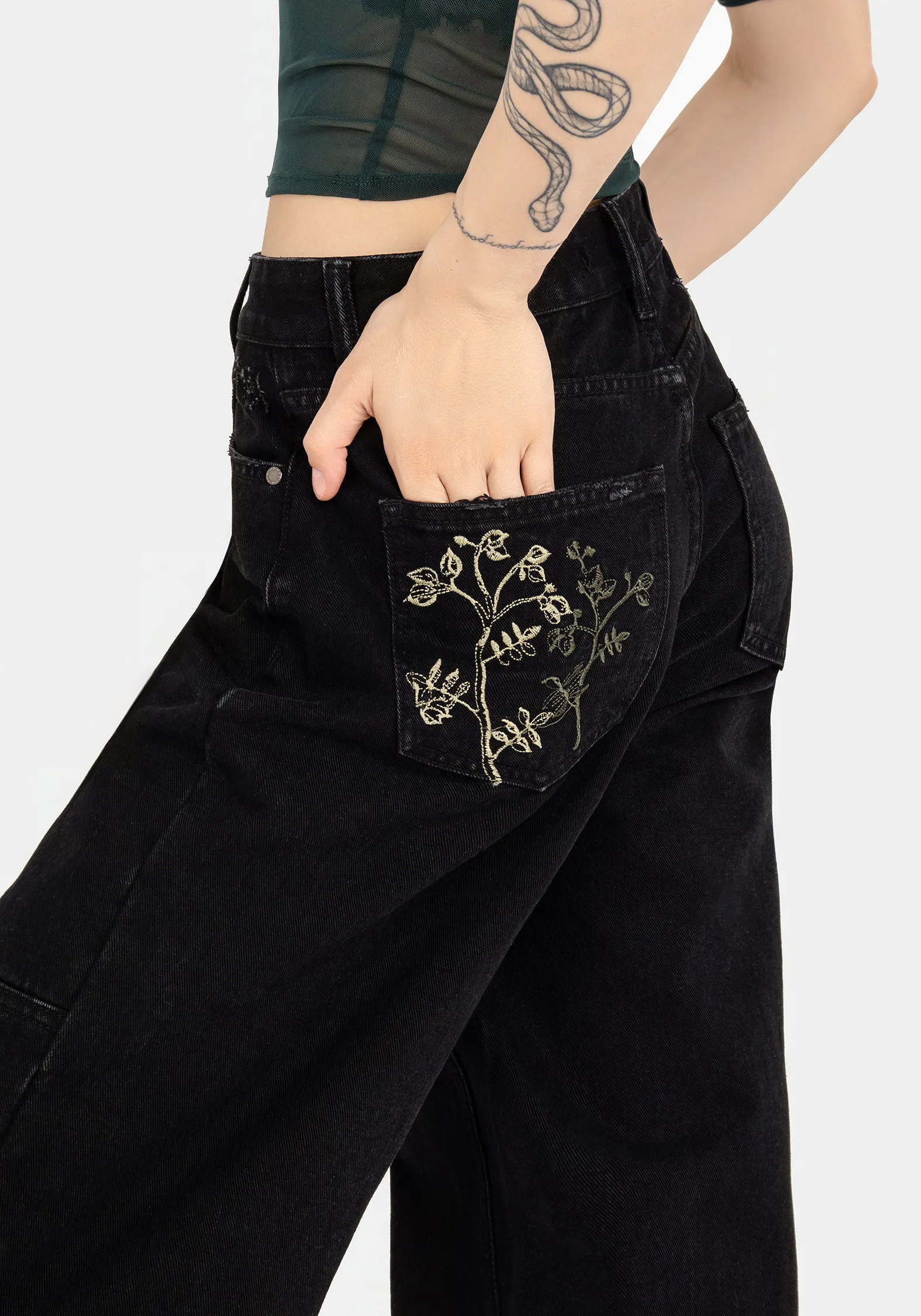 Buckthorn Embroidered Denim Carpenter Jeans