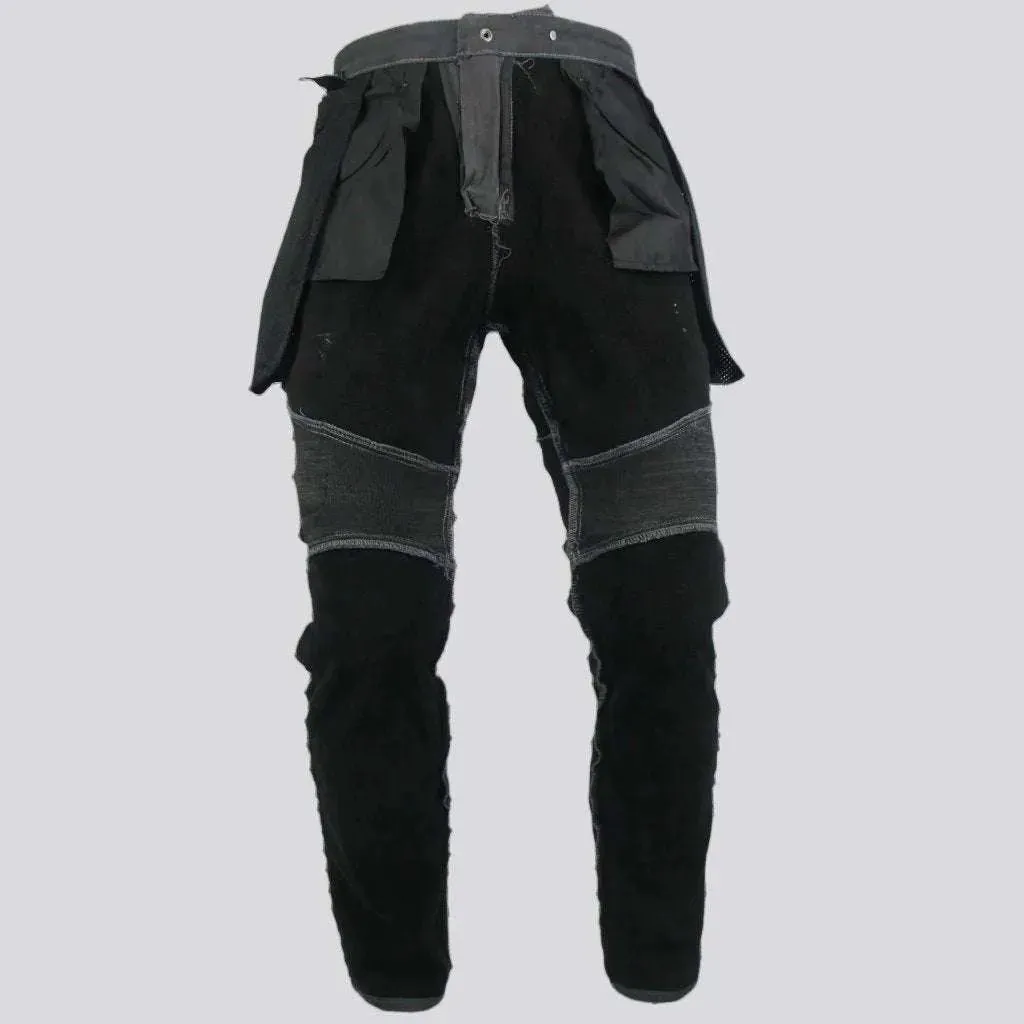 Cargo slim biker denim pants