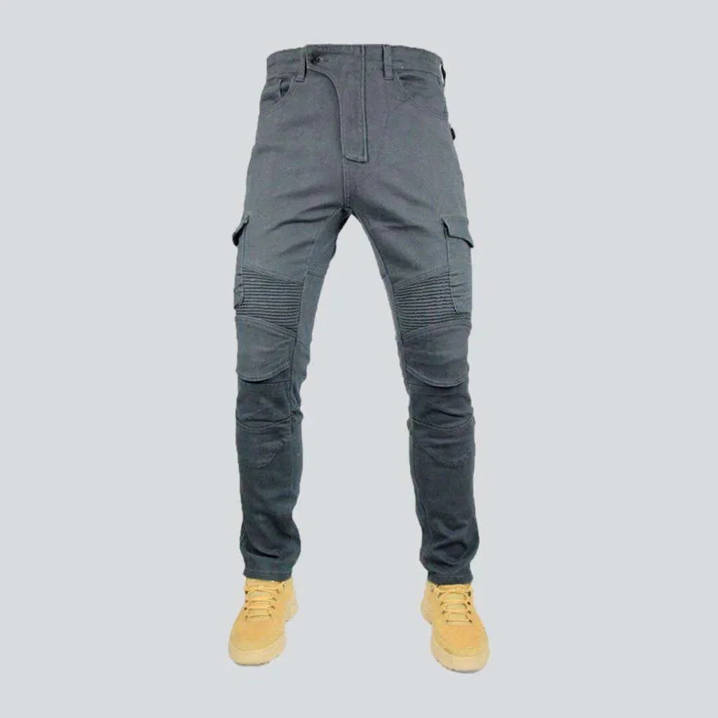 Cargo slim biker denim pants