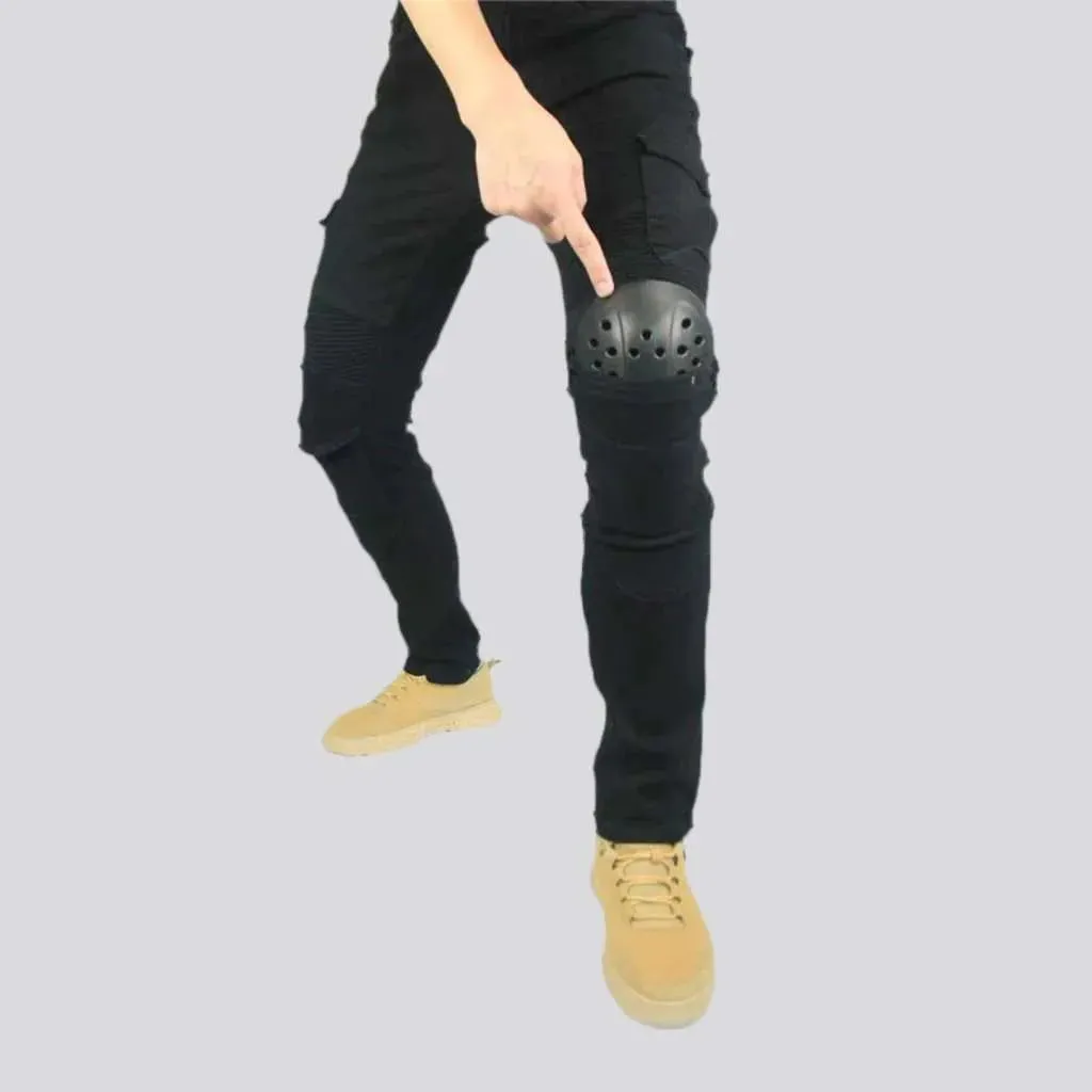 Cargo slim biker denim pants