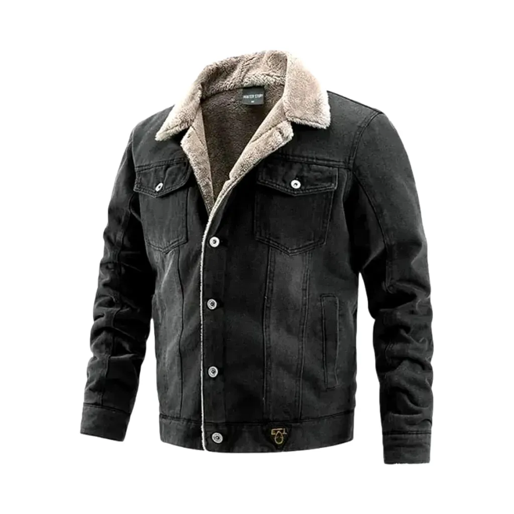 Casual light sanded men's denim jacket