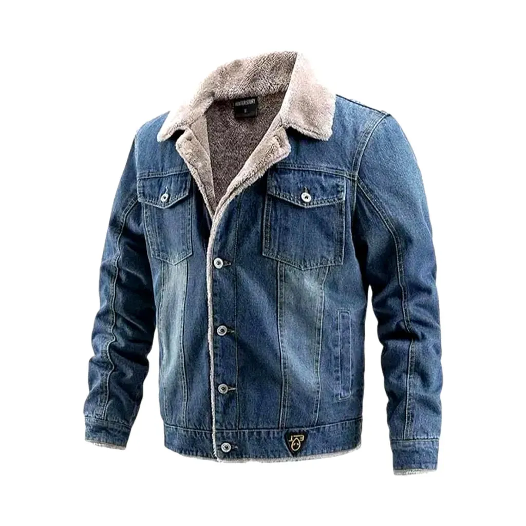 Casual light sanded men's denim jacket