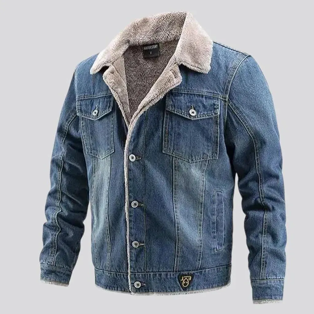 Casual light sanded men's denim jacket