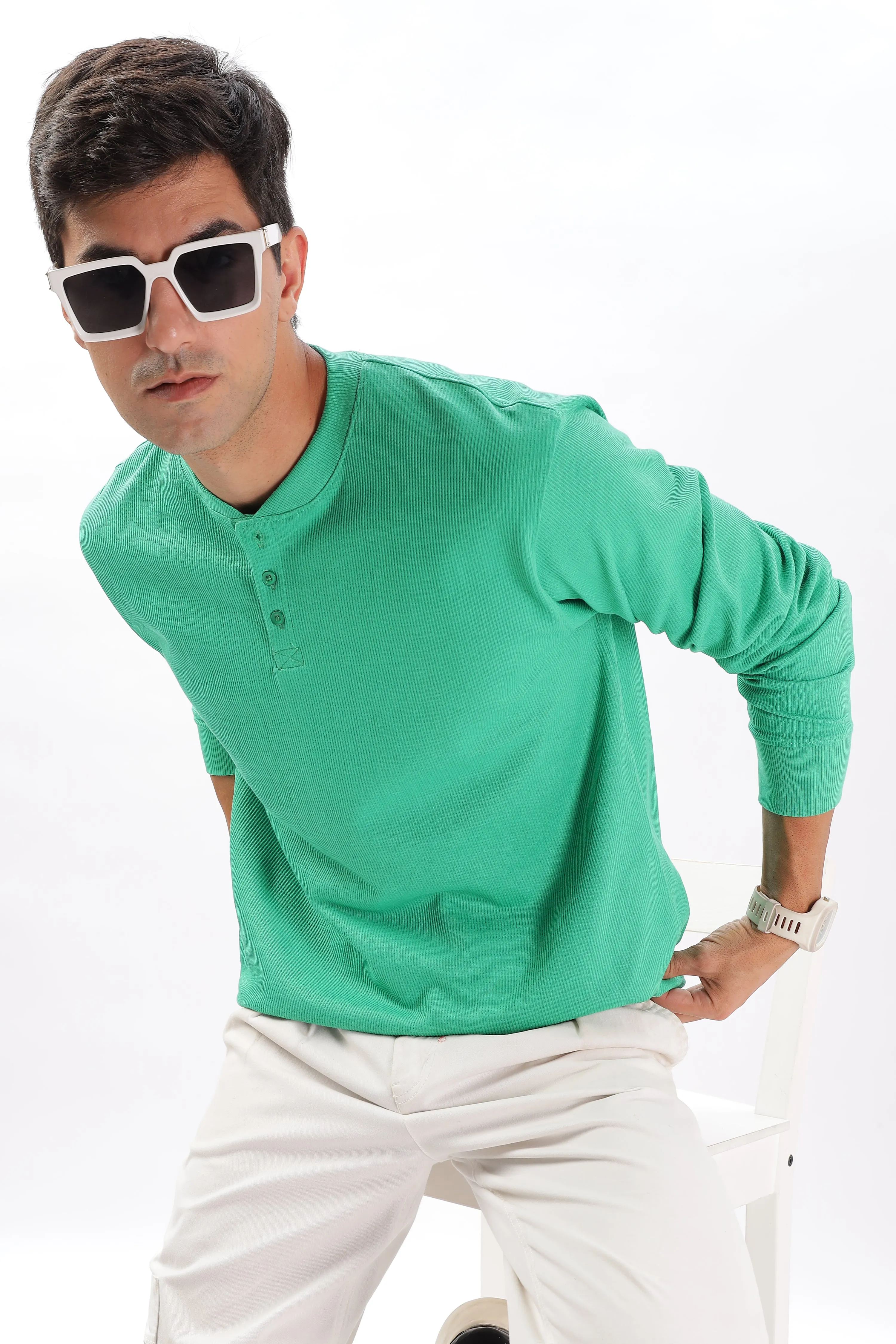 Classic Henley T-Shirt: Green