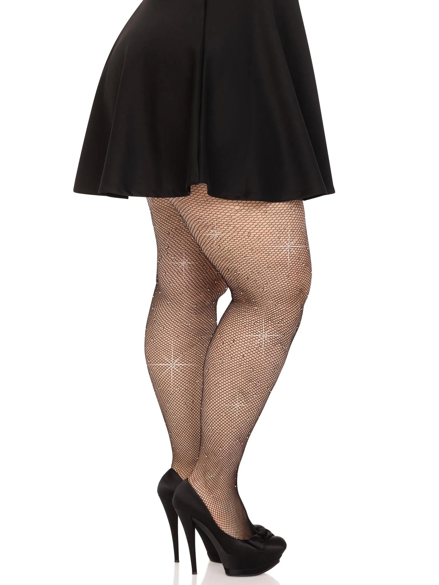 Colby Plus Rhinestone Fishnet Tights