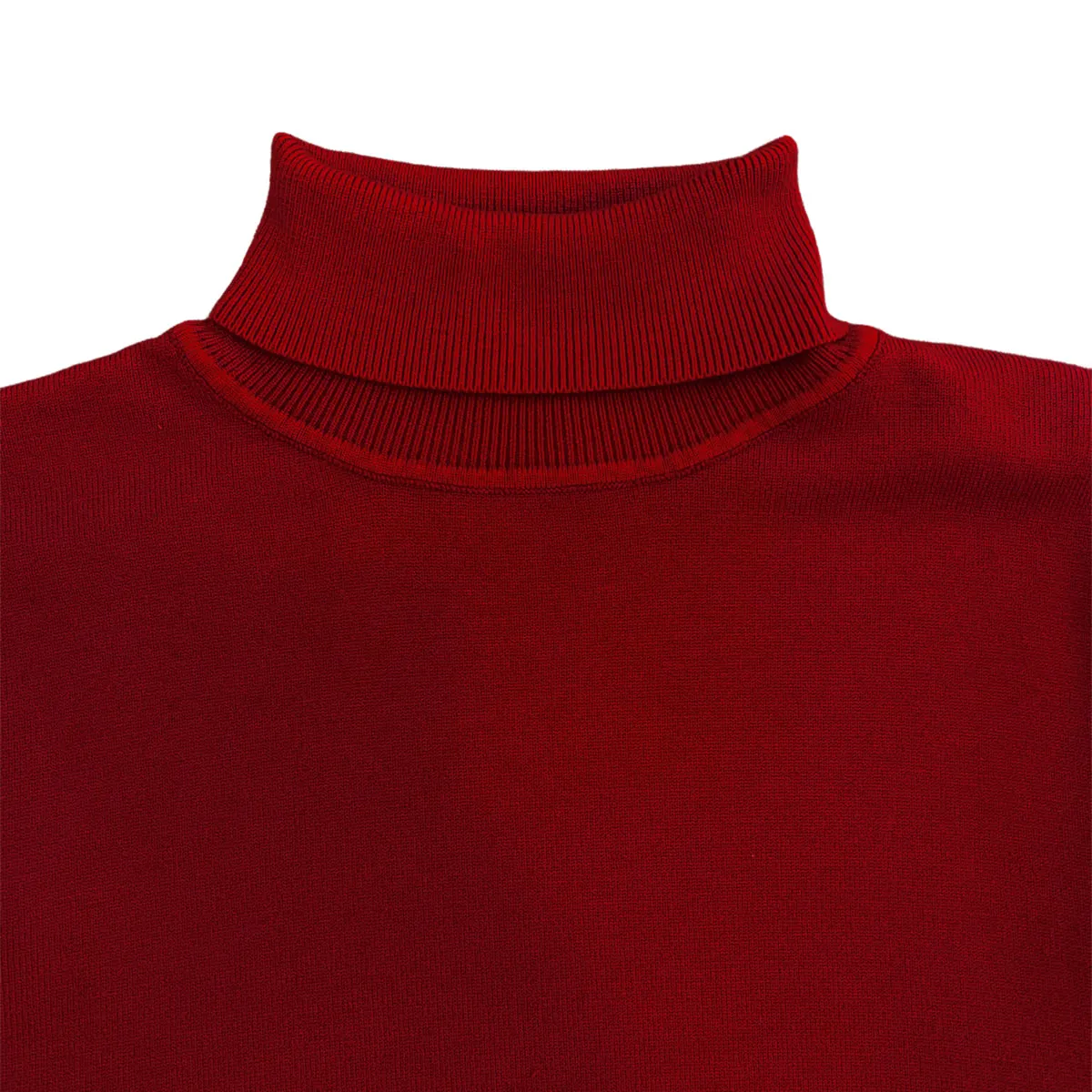 Dark Red Mens Long Sleeve Knit Turtleneck Sweater