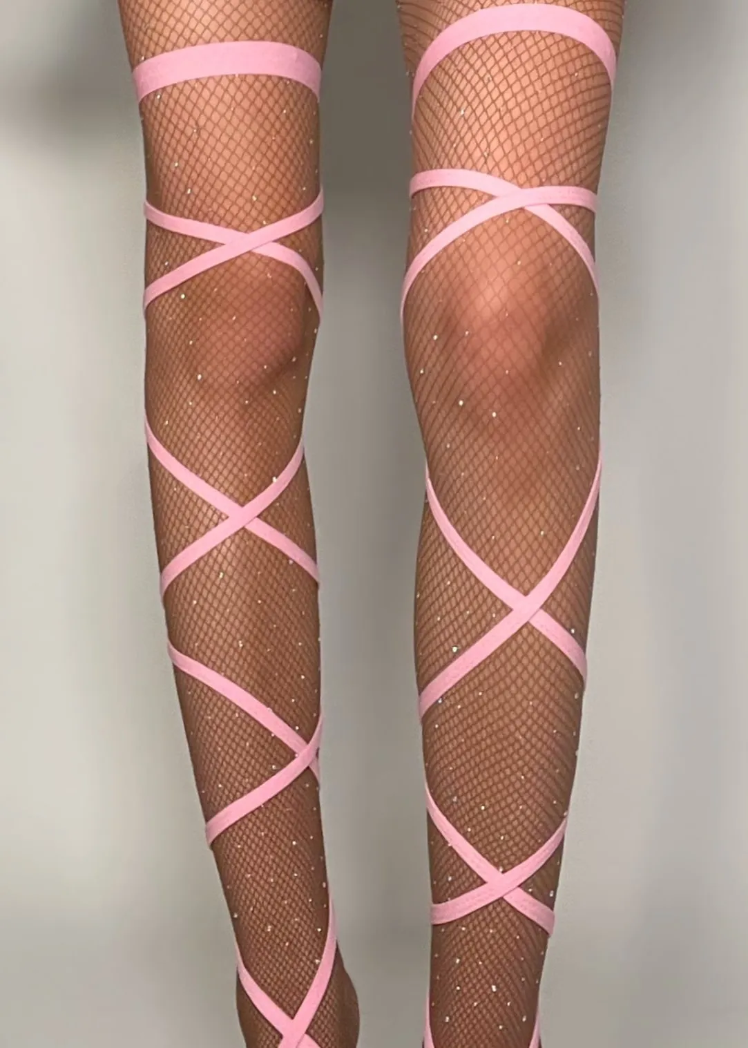 Diamanté Embellished Chocolate Fishnet Pantyhose Curve-Clinging Tights