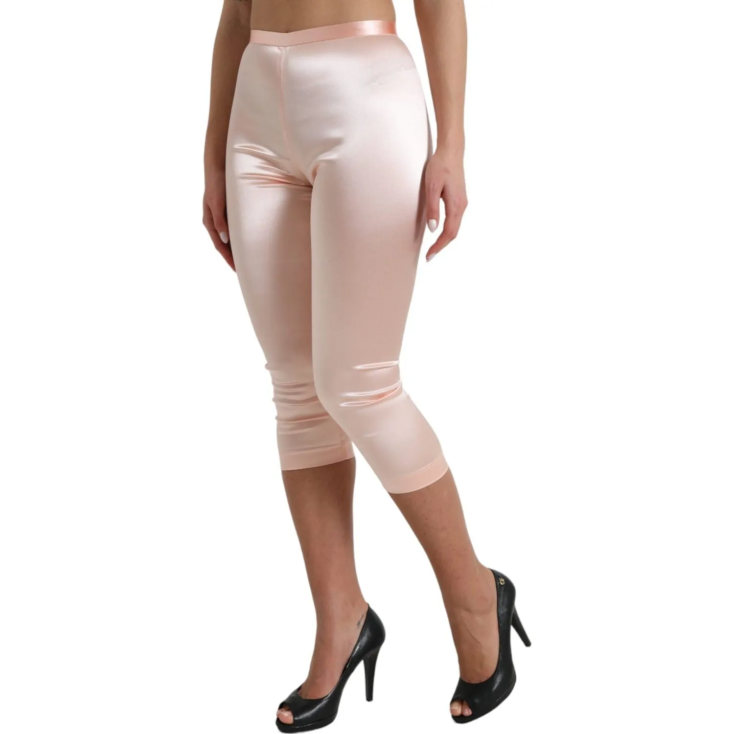 Dolce & Gabbana Chic Pink High Waist Cropped Silk Pants