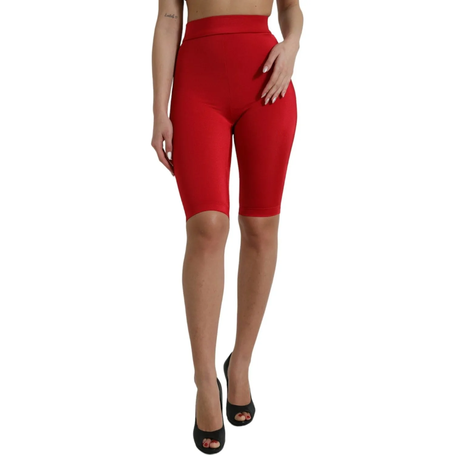 Dolce & Gabbana Chic Red High Waist Leggings Pants