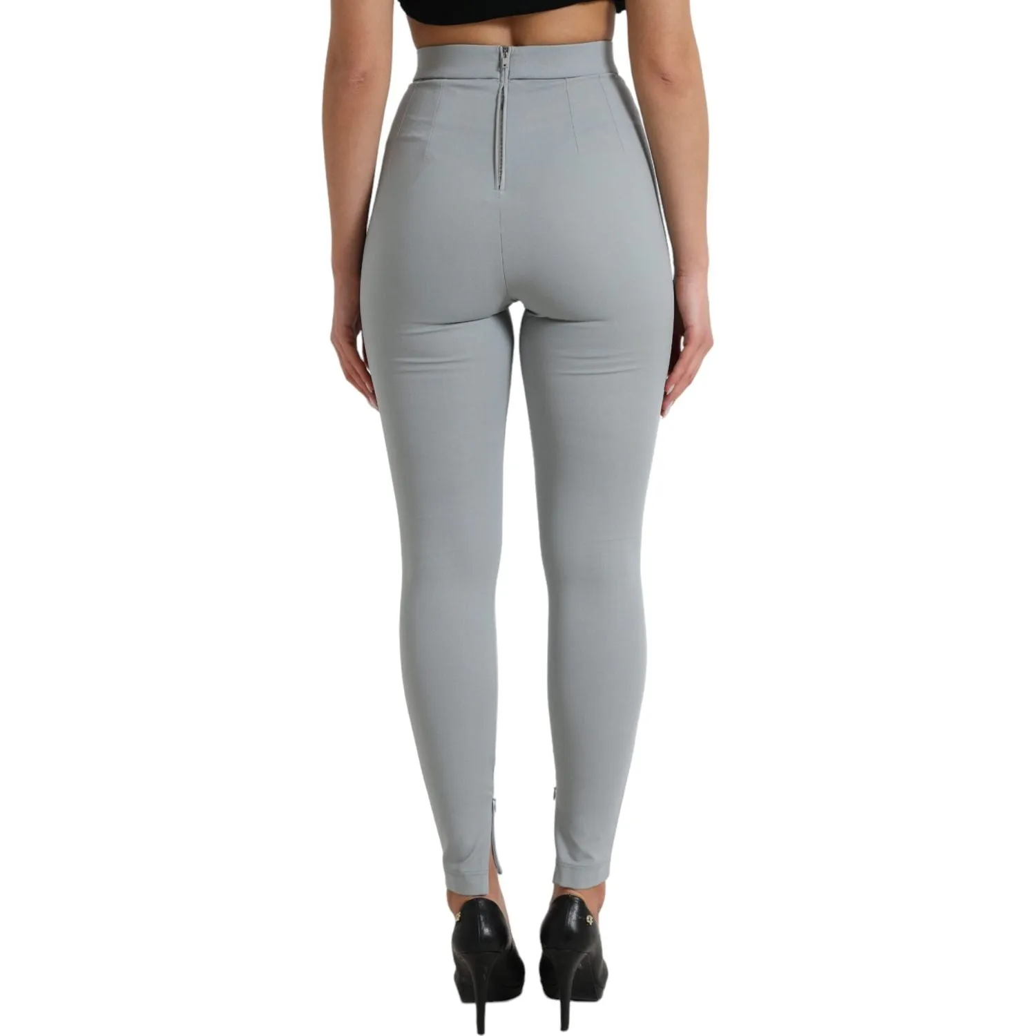 Dolce & Gabbana Elegant High Waist Leggings in Gray