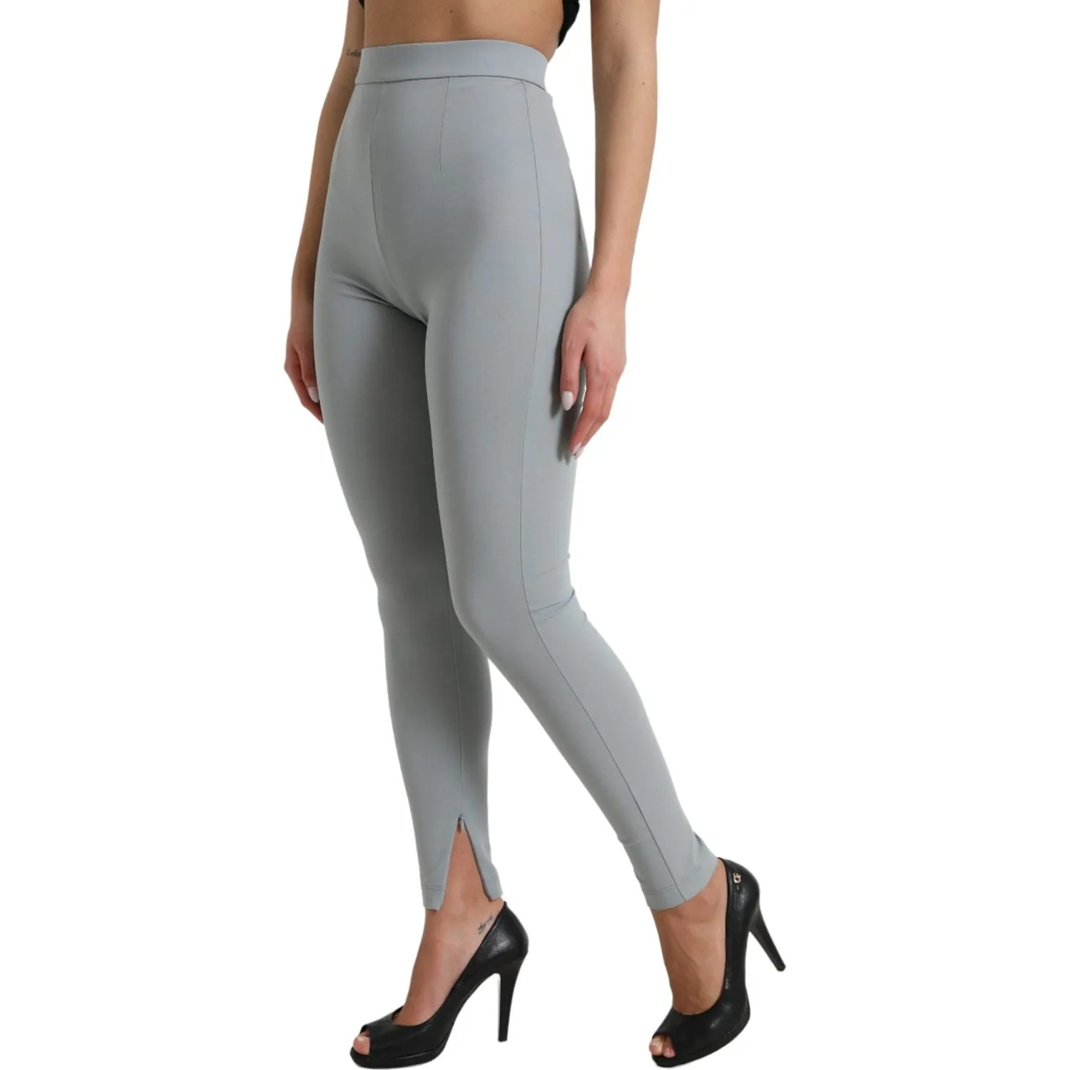 Dolce & Gabbana Elegant High Waist Leggings in Gray