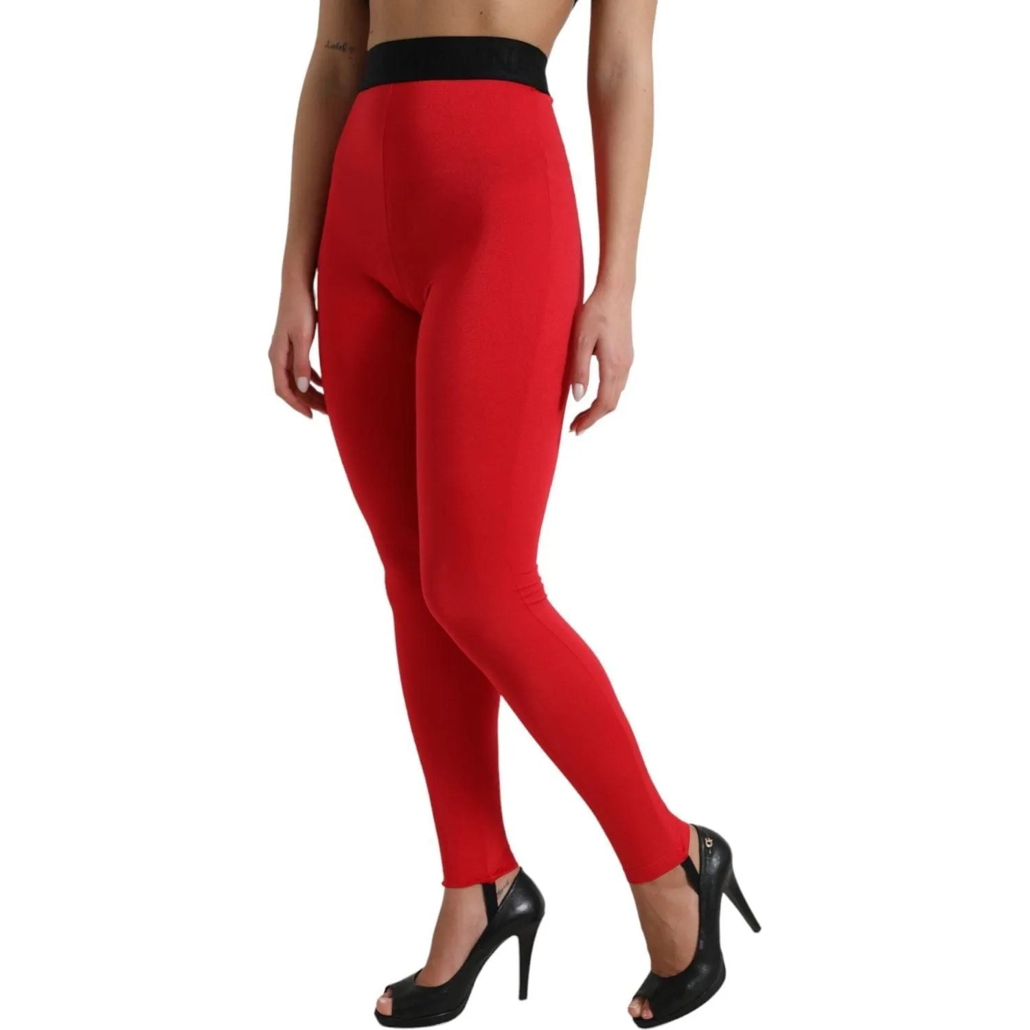 Dolce & Gabbana Elegant High Waist Red Leggings