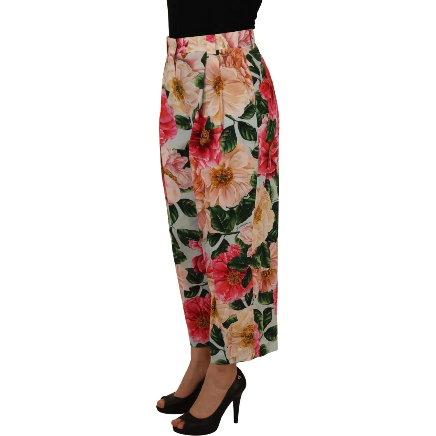 Dolce & Gabbana Exquisite Silk High Waist Pants