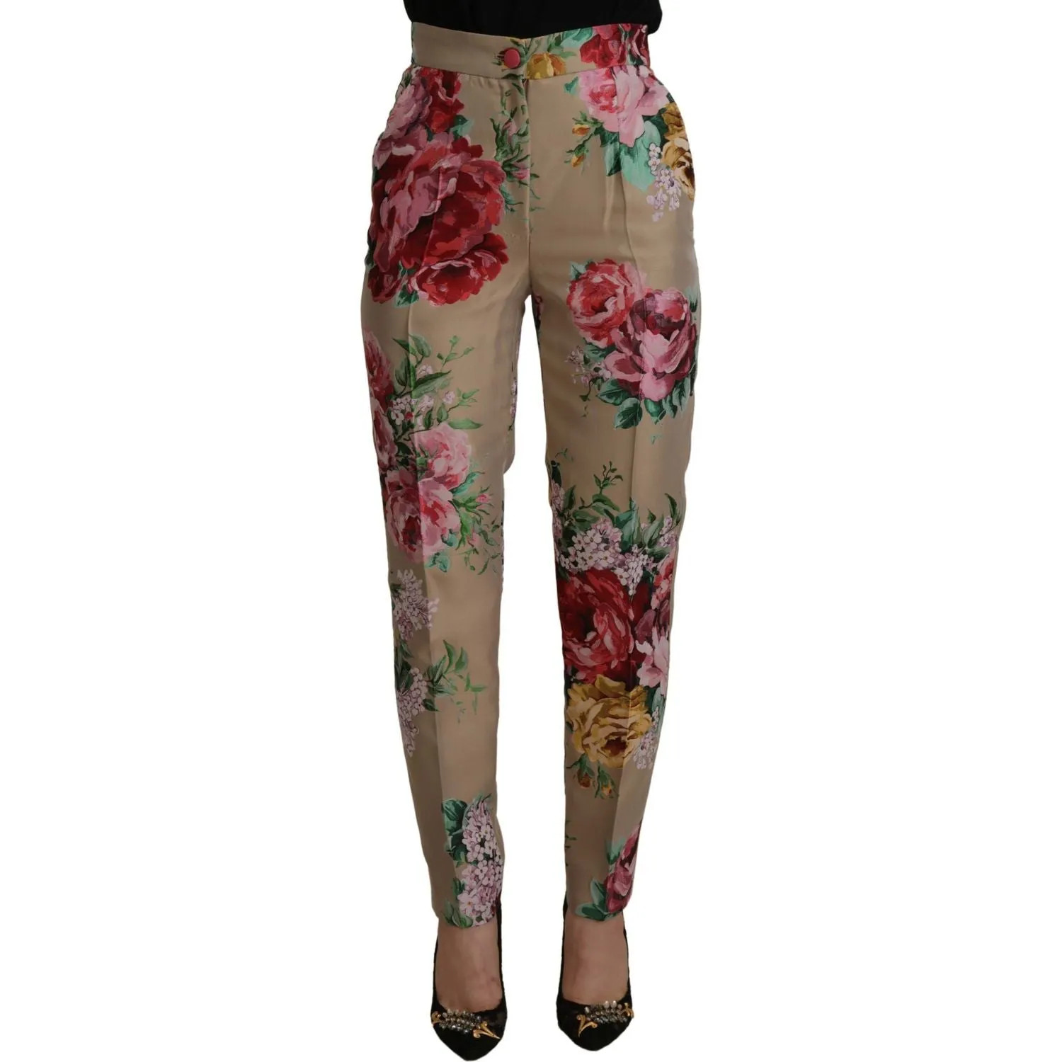 Dolce & Gabbana Floral High-Waist Dress Pants