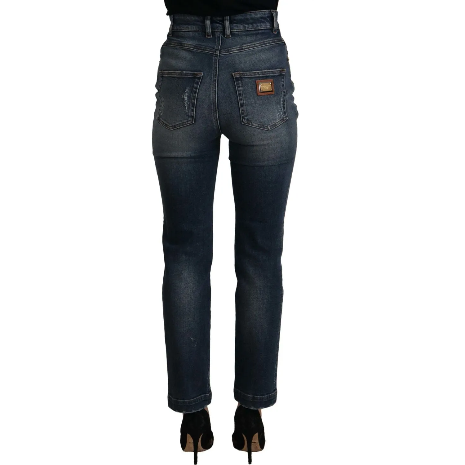 Dolce & Gabbana High Waist Skinny Designer Jeans in Blue