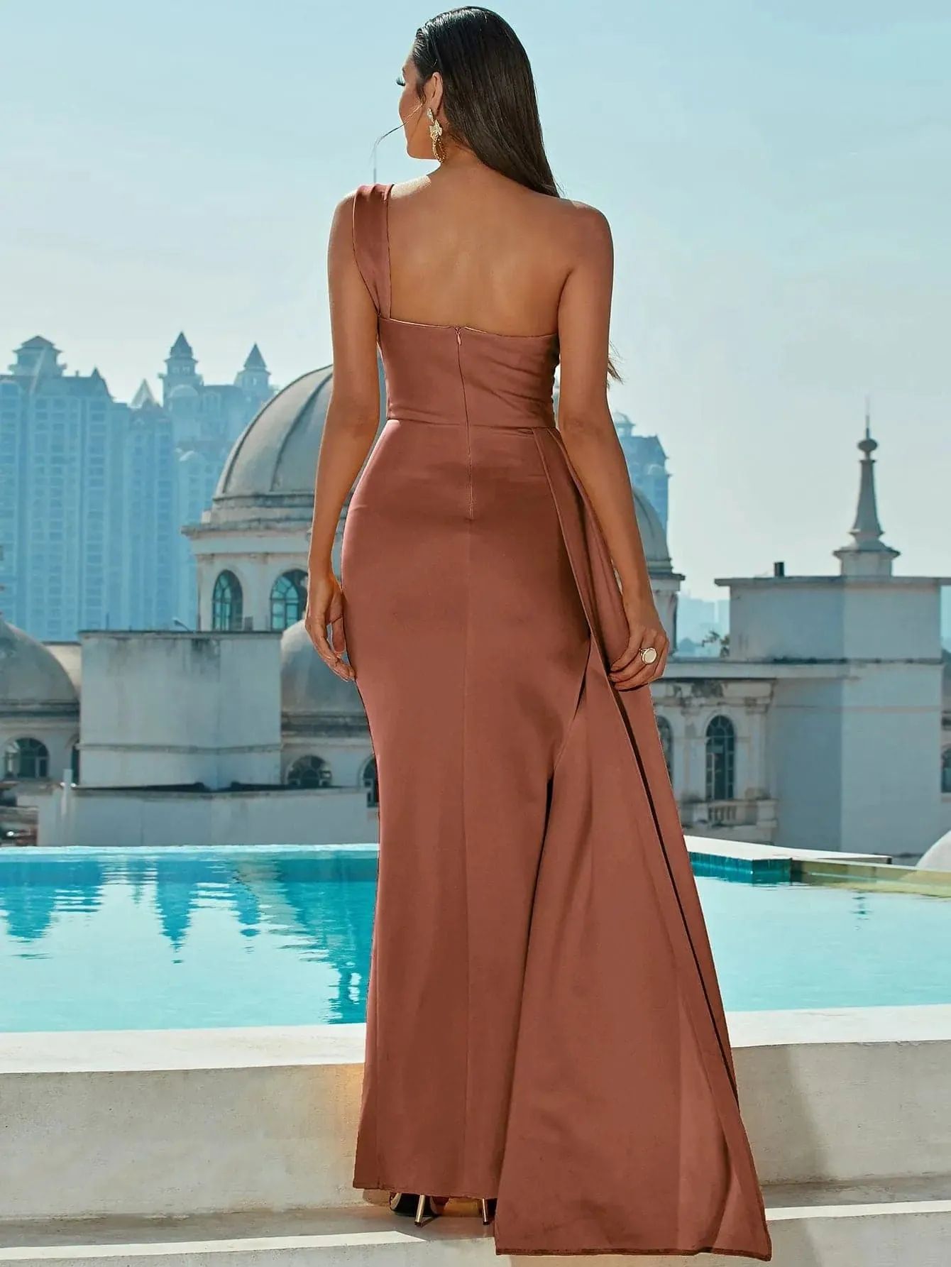 Draping Maxi Prom Dress XJ1050