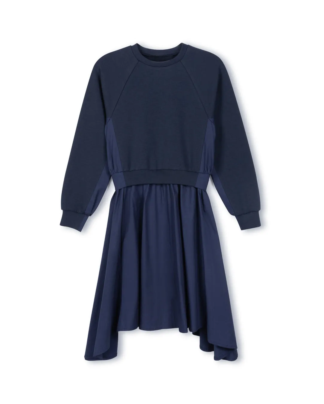 dress knit top poplin bottom - blue