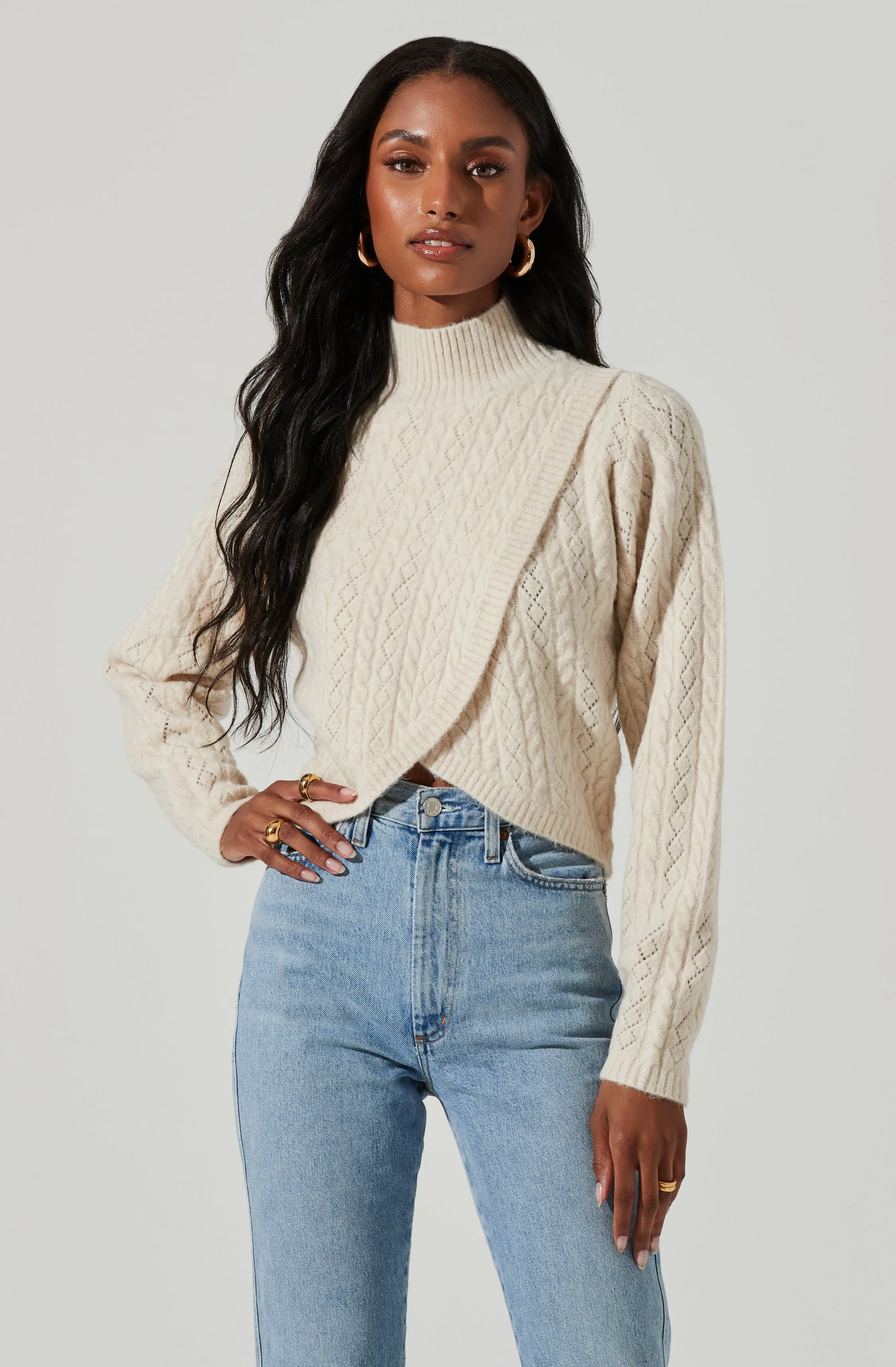 Ember Wrap Front Turtleneck Sweater