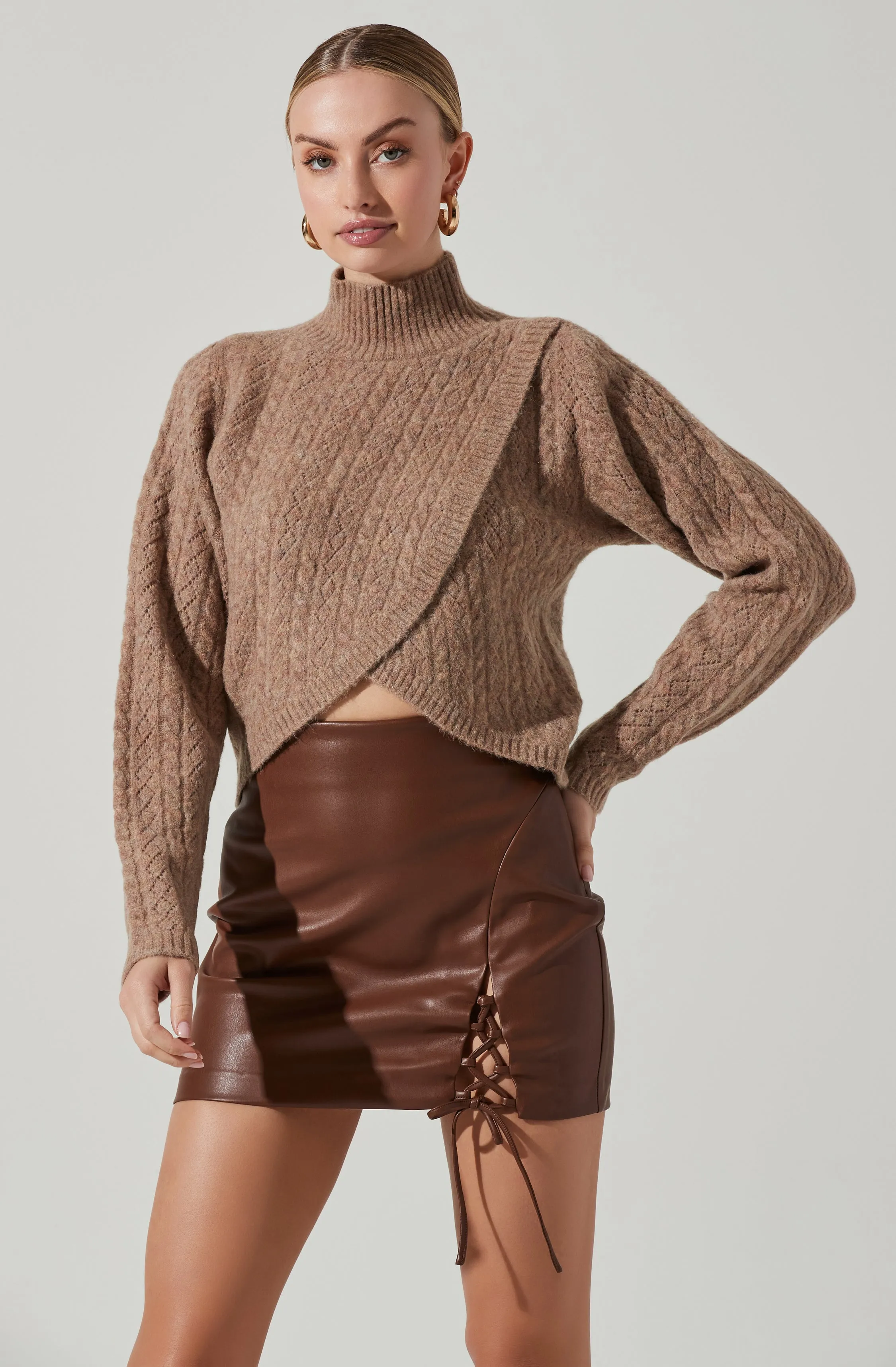 Ember Wrap Front Turtleneck Sweater