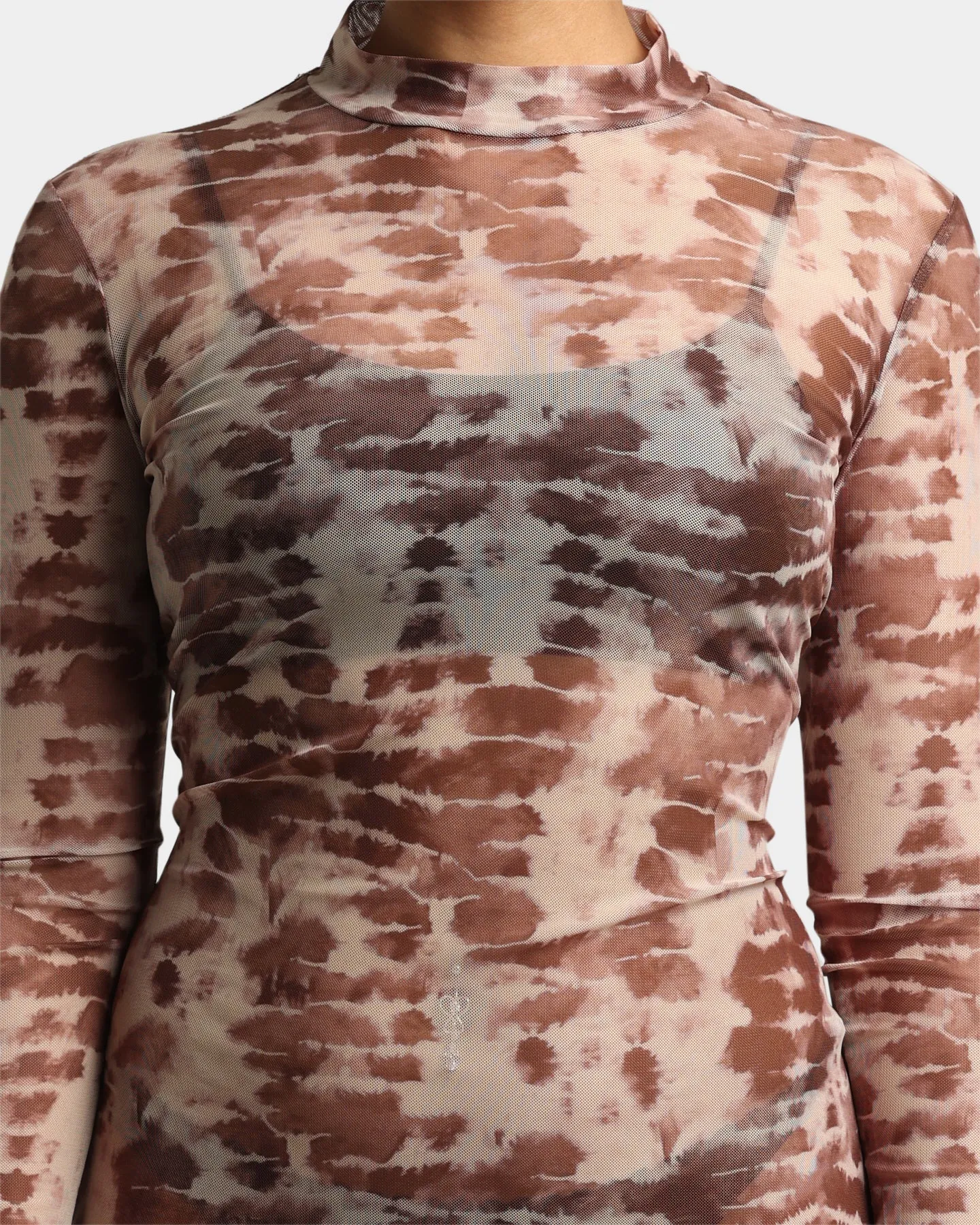 EN ES Women's Destiny Long Sleeve Dress Brown Tie Dye