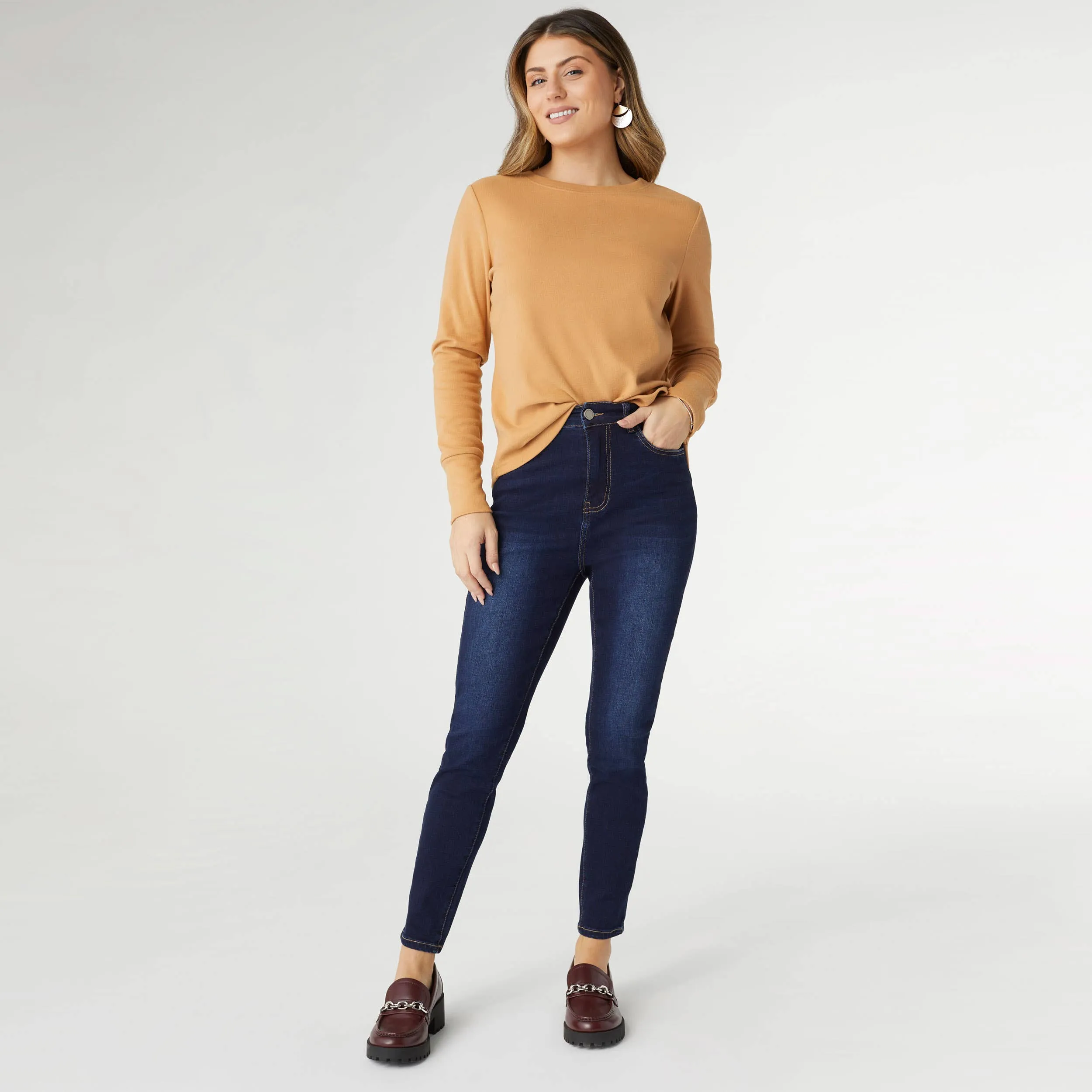 EverStretch High Rise Skinny Ankle- Indigo Dark Denim