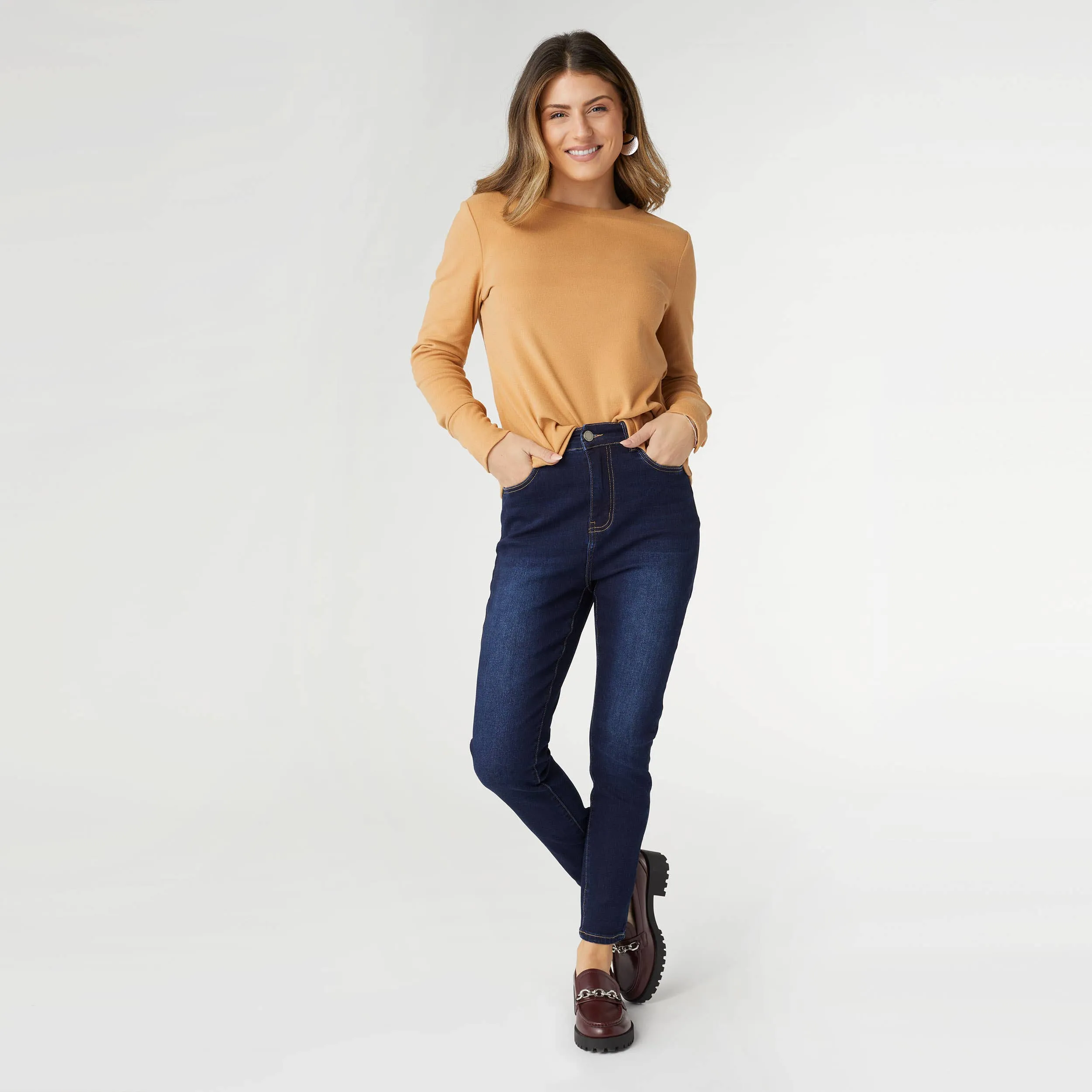 EverStretch High Rise Skinny Ankle- Indigo Dark Denim