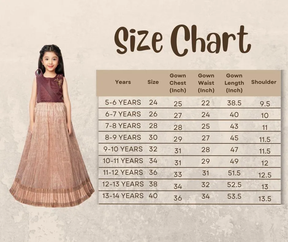 Fawn Coloured Trendy Wire Styled Pattern Maxi Dress Gown For Girls