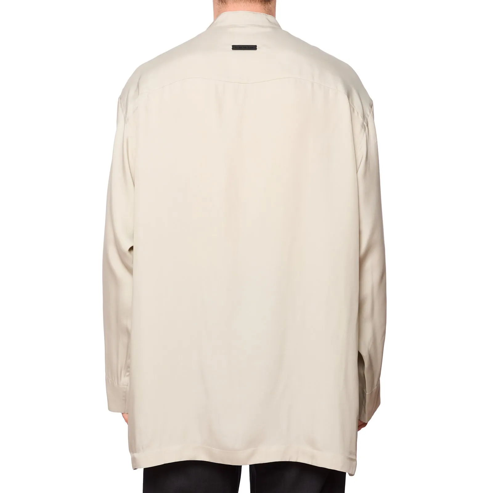 FEAR OF GOD Cement Long Sleeve Silk Henley Concealed Placket Shirt NEW L