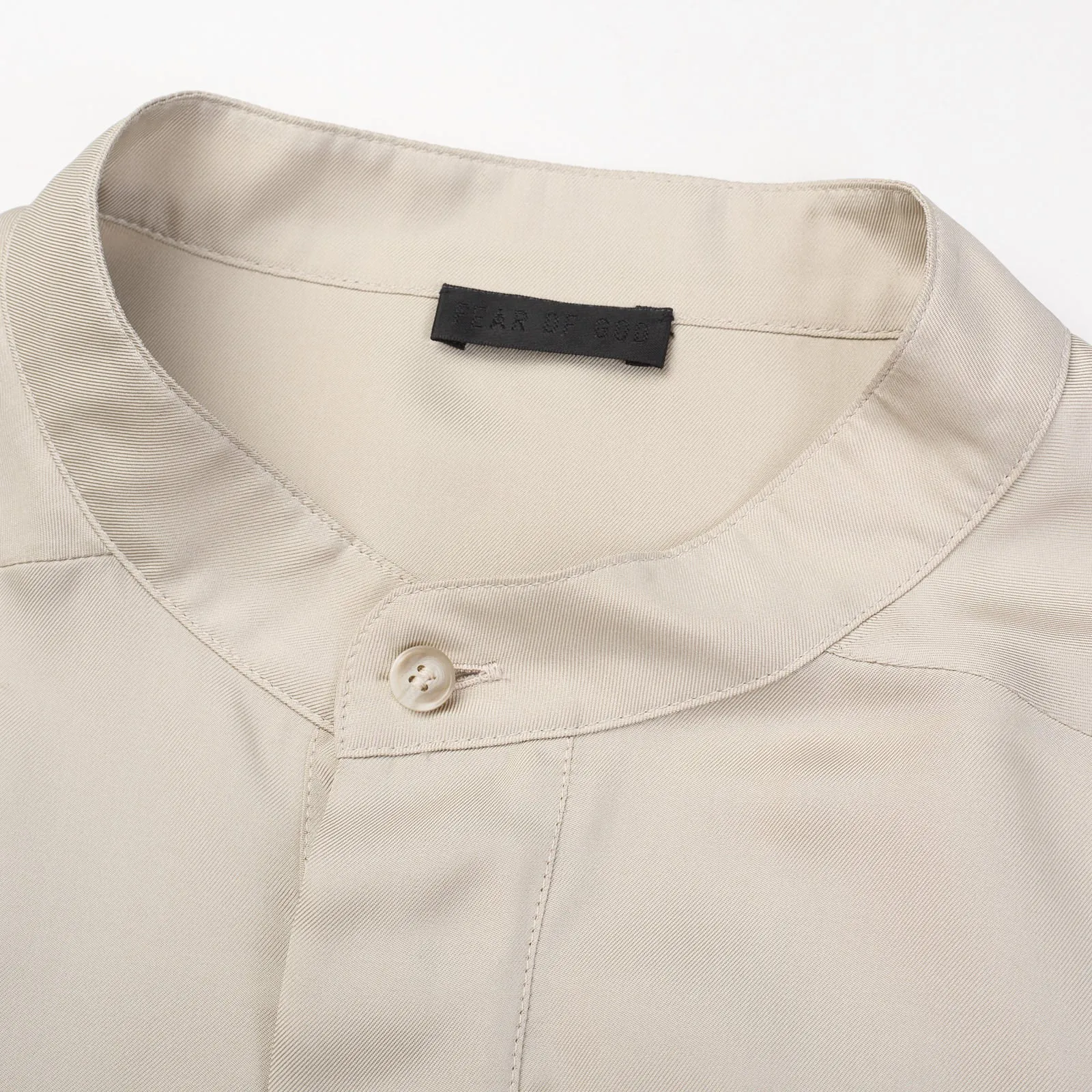 FEAR OF GOD Cement Long Sleeve Silk Henley Concealed Placket Shirt NEW L