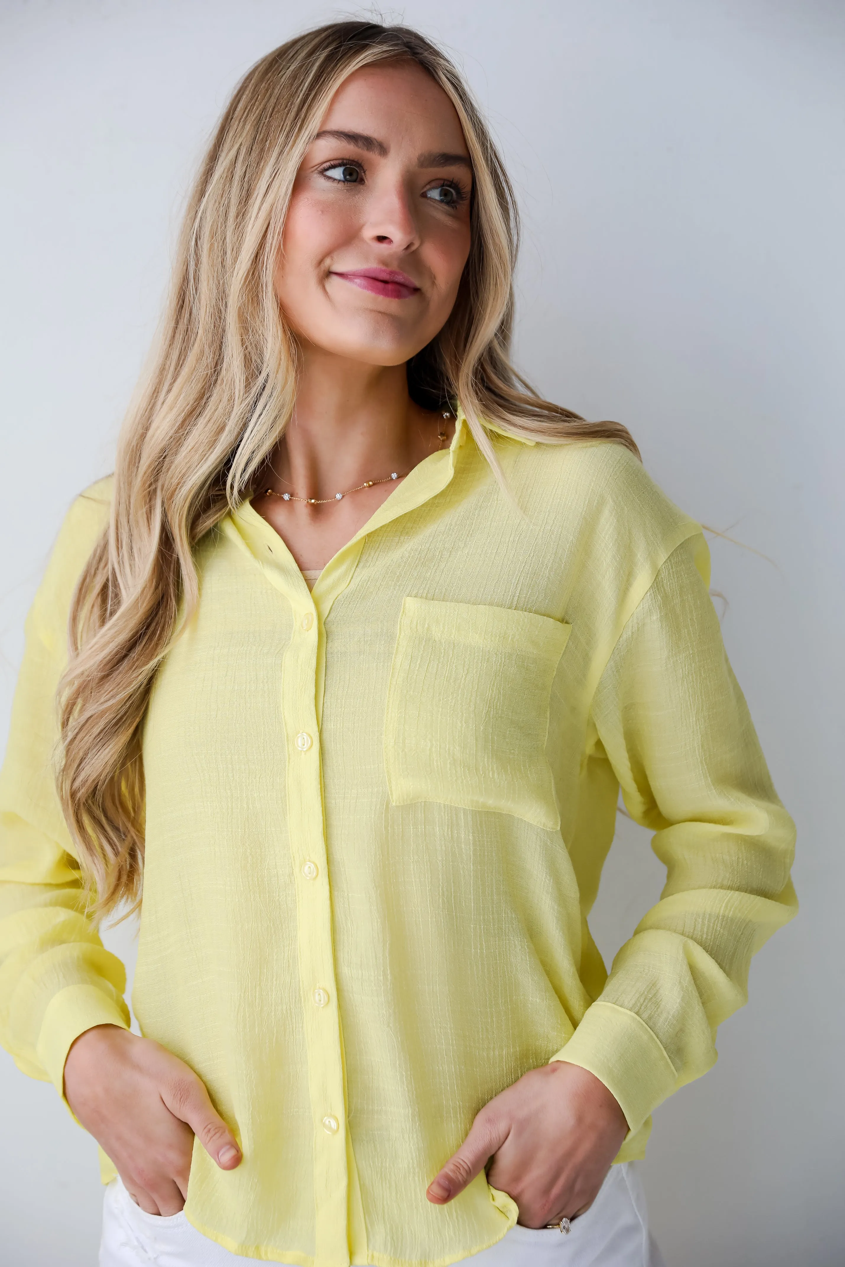 FINAL SALE - Signs Of Sunshine Yellow Button-Up Blouse - DU DEAL