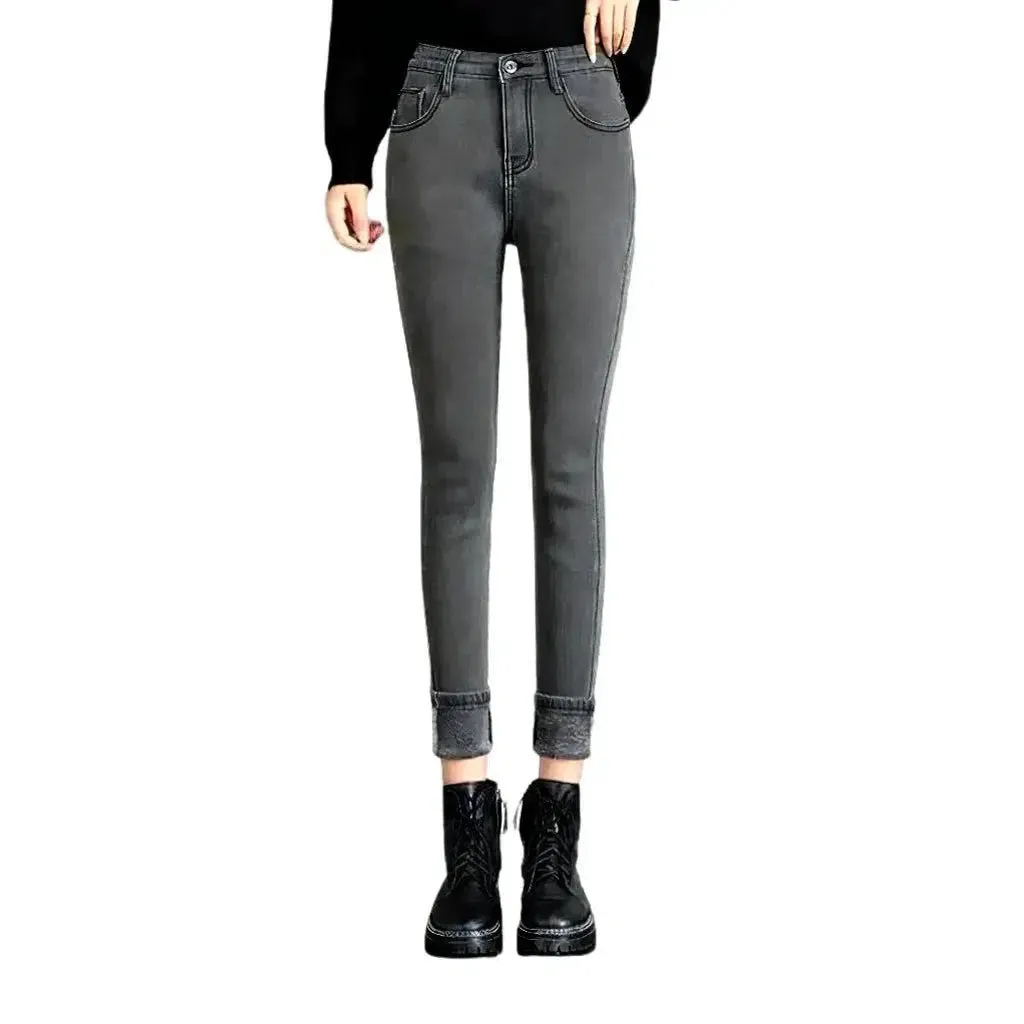 Fleece street jeans
 for women