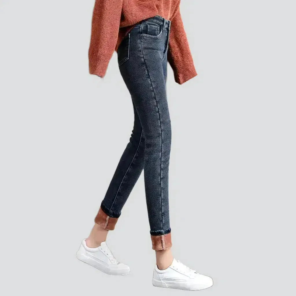 Fleece street jeans
 for women