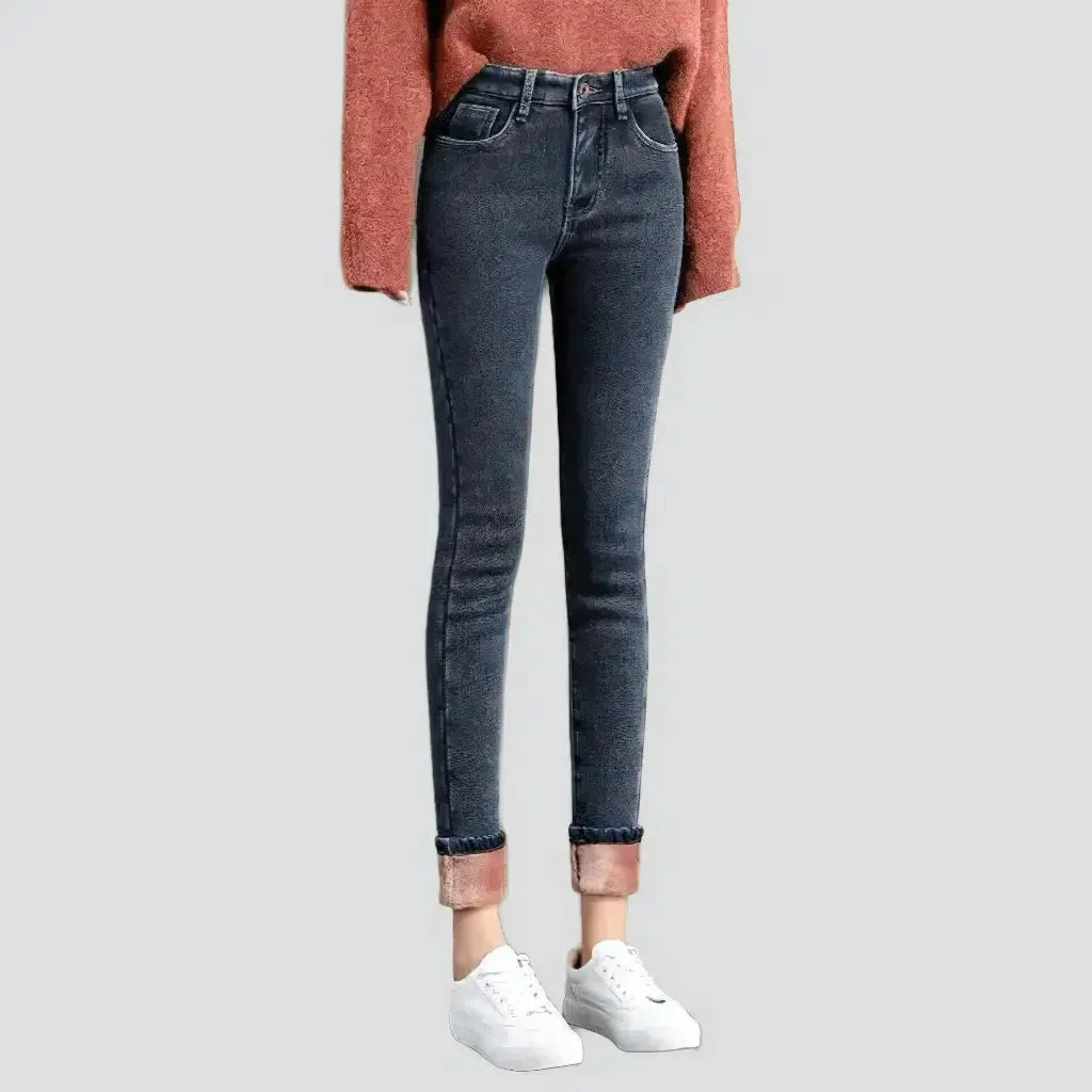 Fleece street jeans
 for women