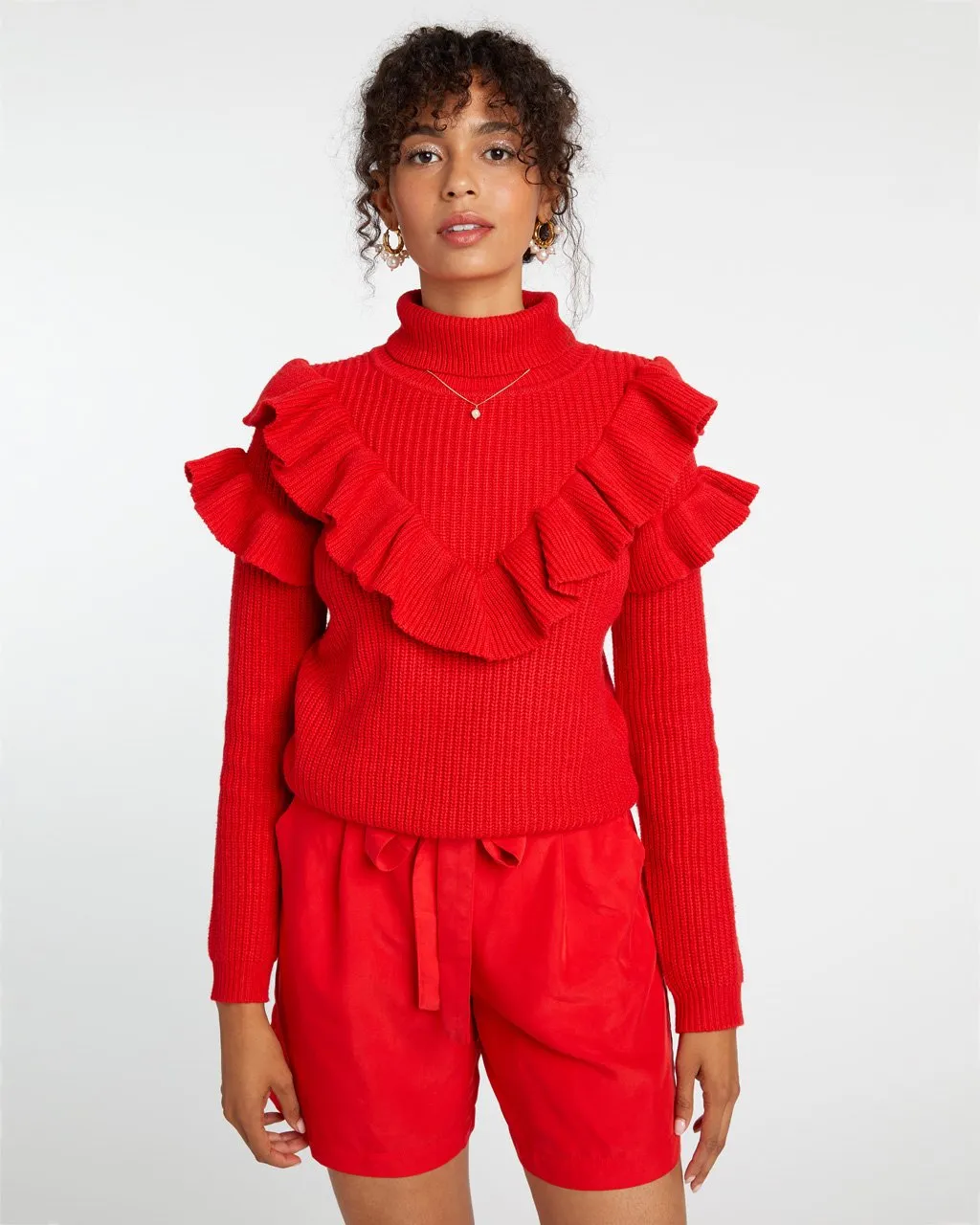 Frill Turtleneck - Red