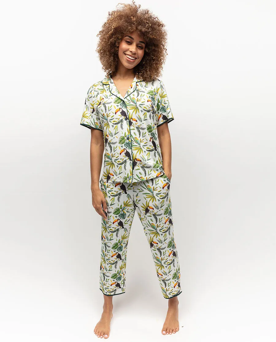 Gabrielle Toucan Printed Jersey Cropped Pyjama Bottoms