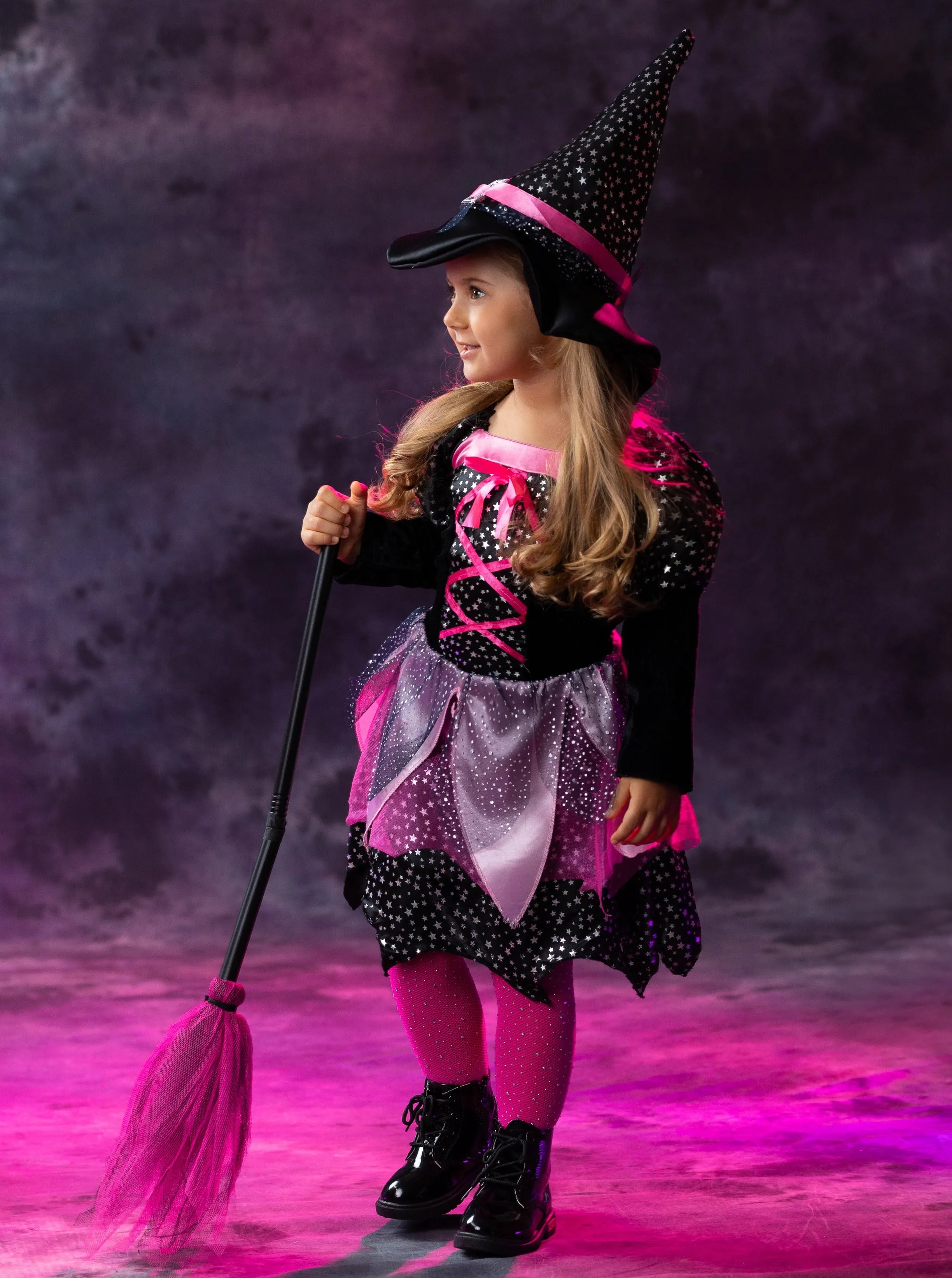 Girls Shimmer Witch Costume Dress