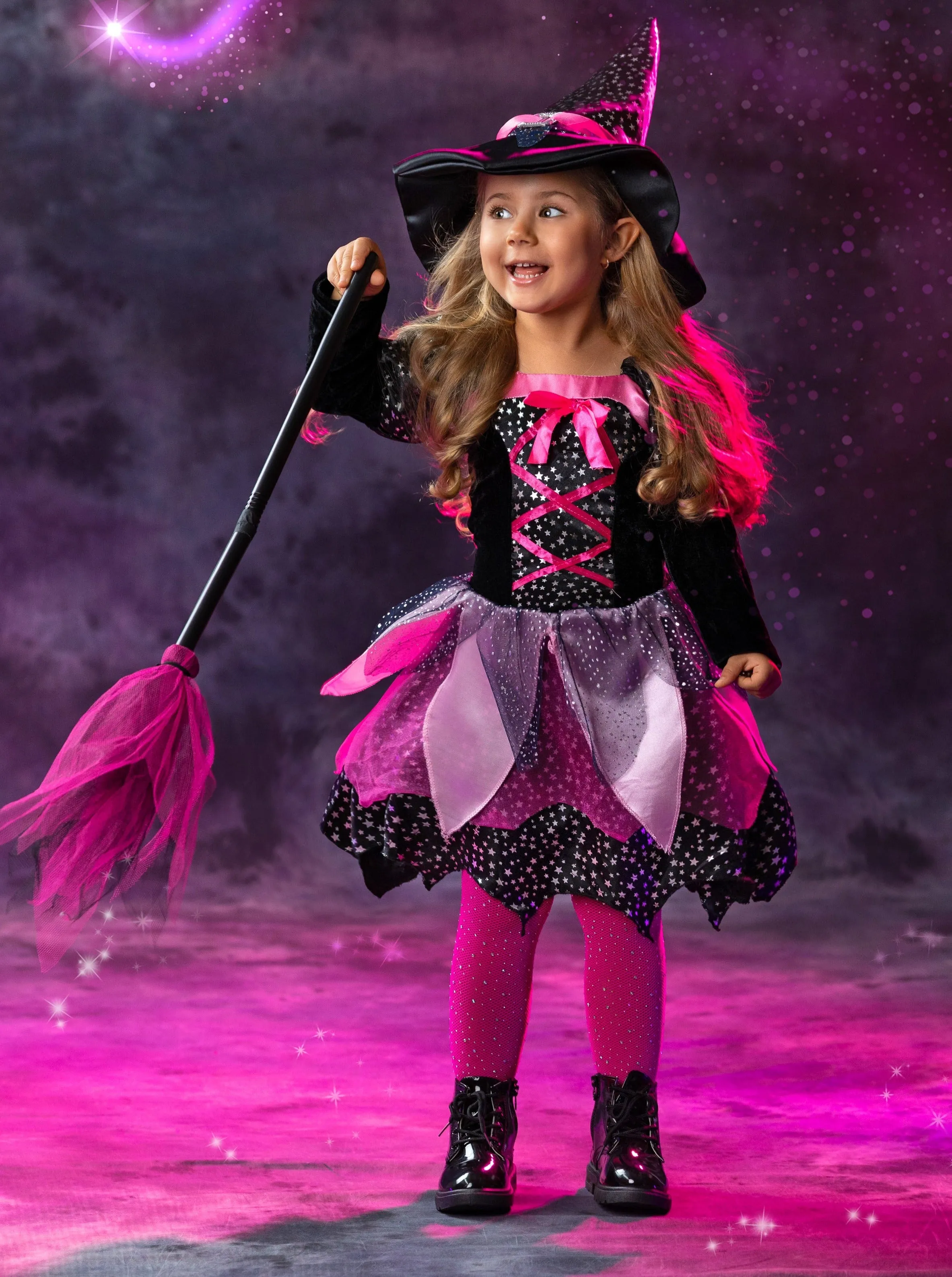 Girls Shimmer Witch Costume Dress