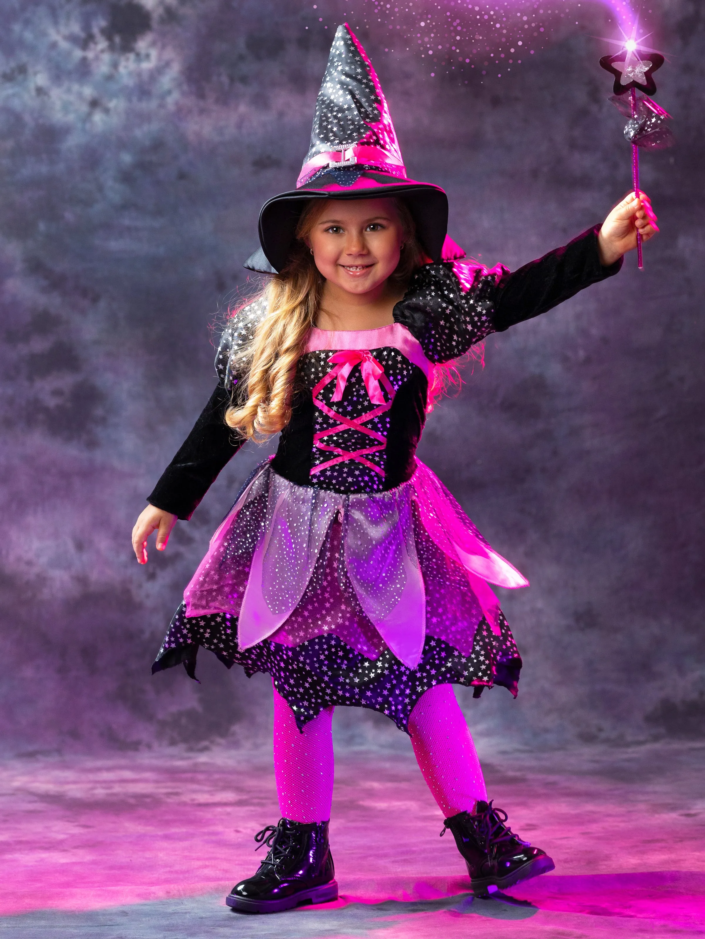 Girls Shimmer Witch Costume Dress