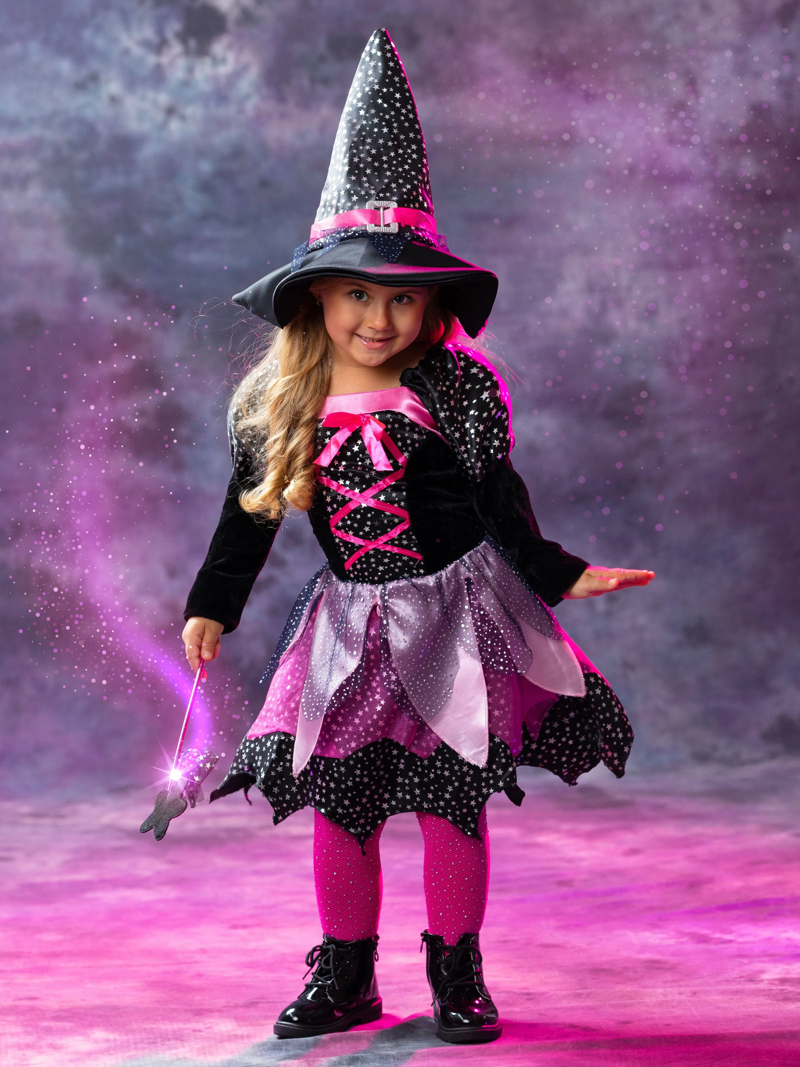 Girls Shimmer Witch Costume Dress