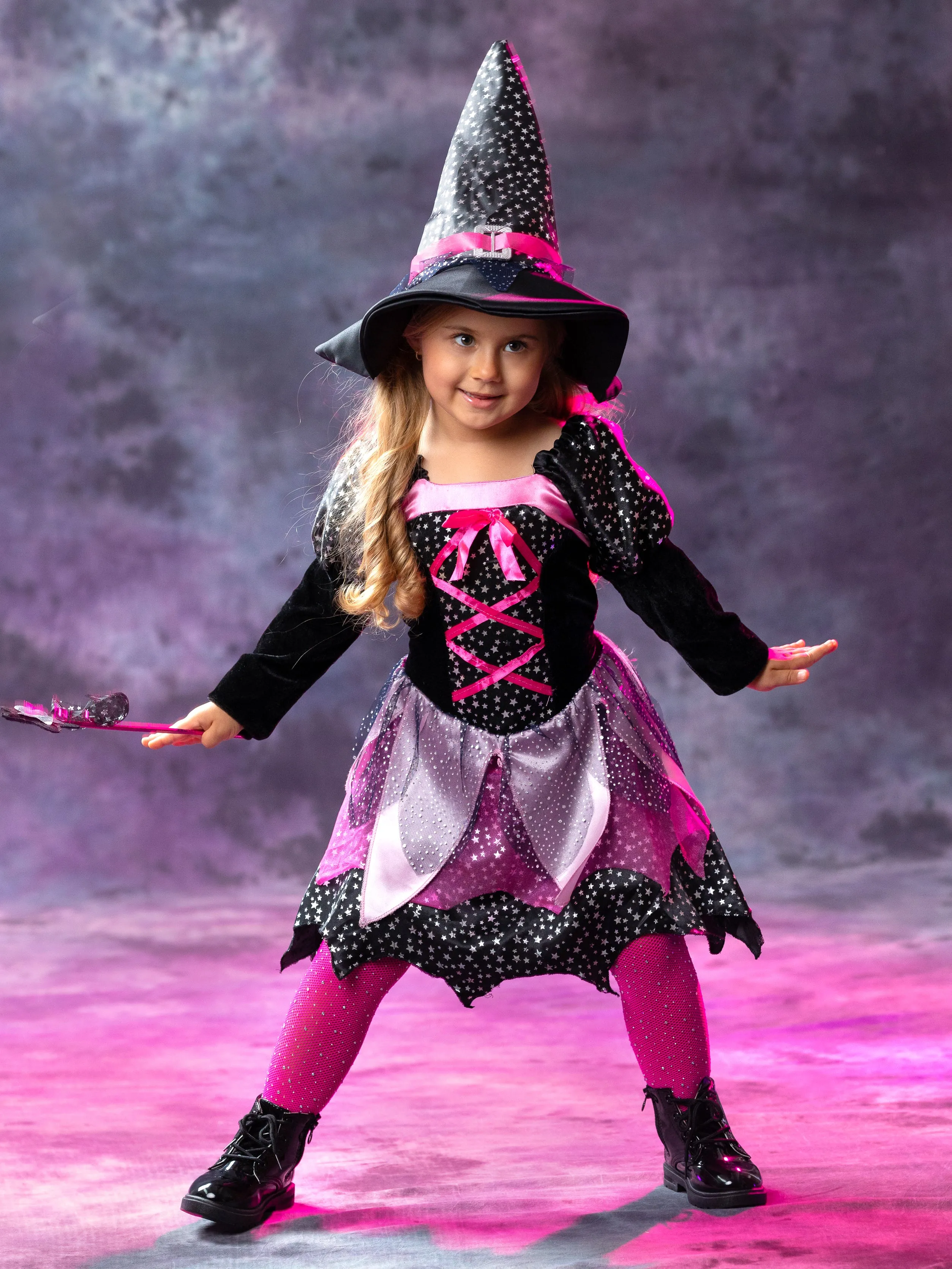 Girls Shimmer Witch Costume Dress