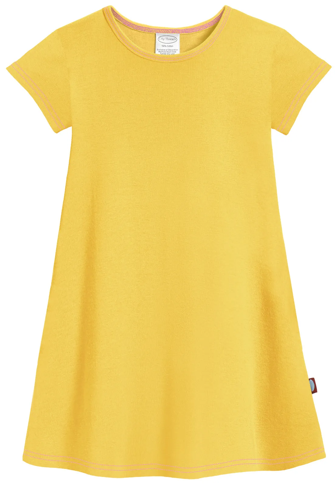 Girls Soft Cotton Jersey Cap Sleeve Dress | Yellow