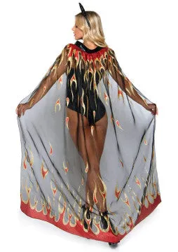 Glitter Flame Devil Cape and Devil Horns - 2 Piece